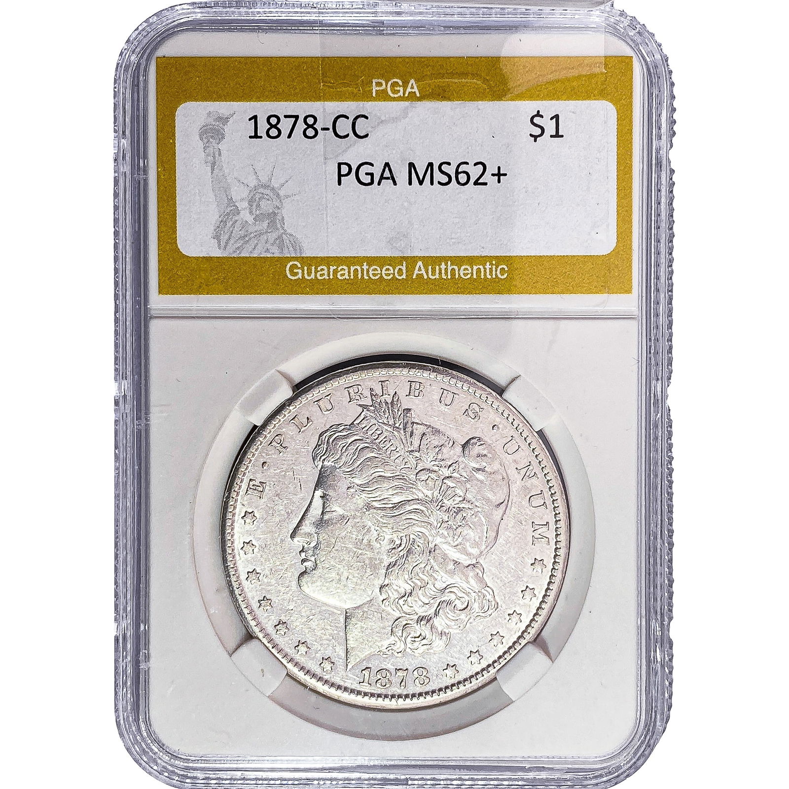 1878-CC Morgan Silver Dollar PGA MS62+: 1878-CC Morgan Silver Dollar PGA MS62+