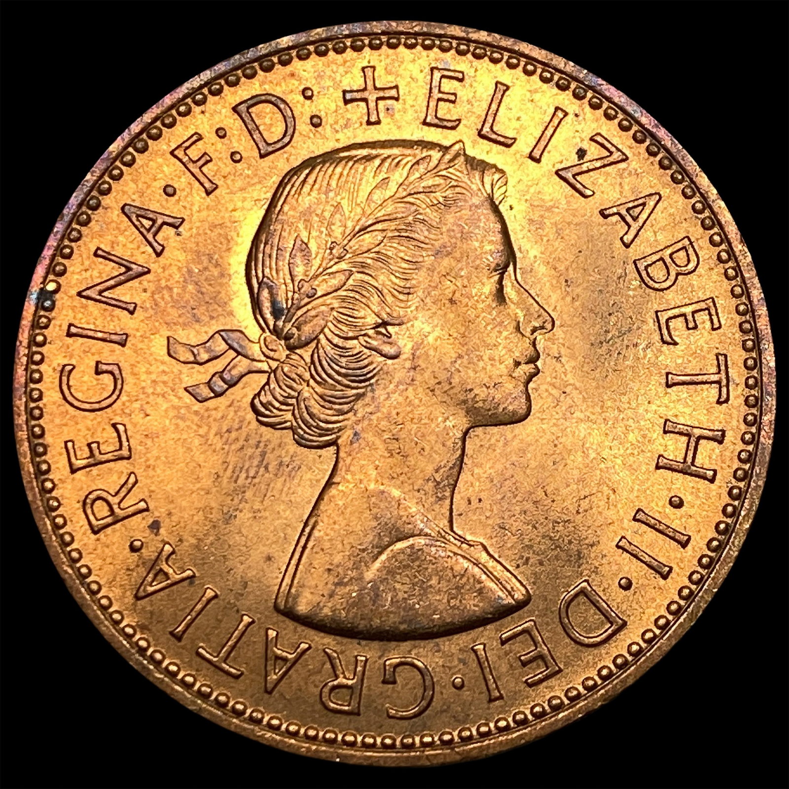 1964 Great Britain One Penny - Elizabeth II NEARLY UNCIRCULATED: 1964 Great Britain One Penny - Elizabeth II NEARLY UNCIRCULATED