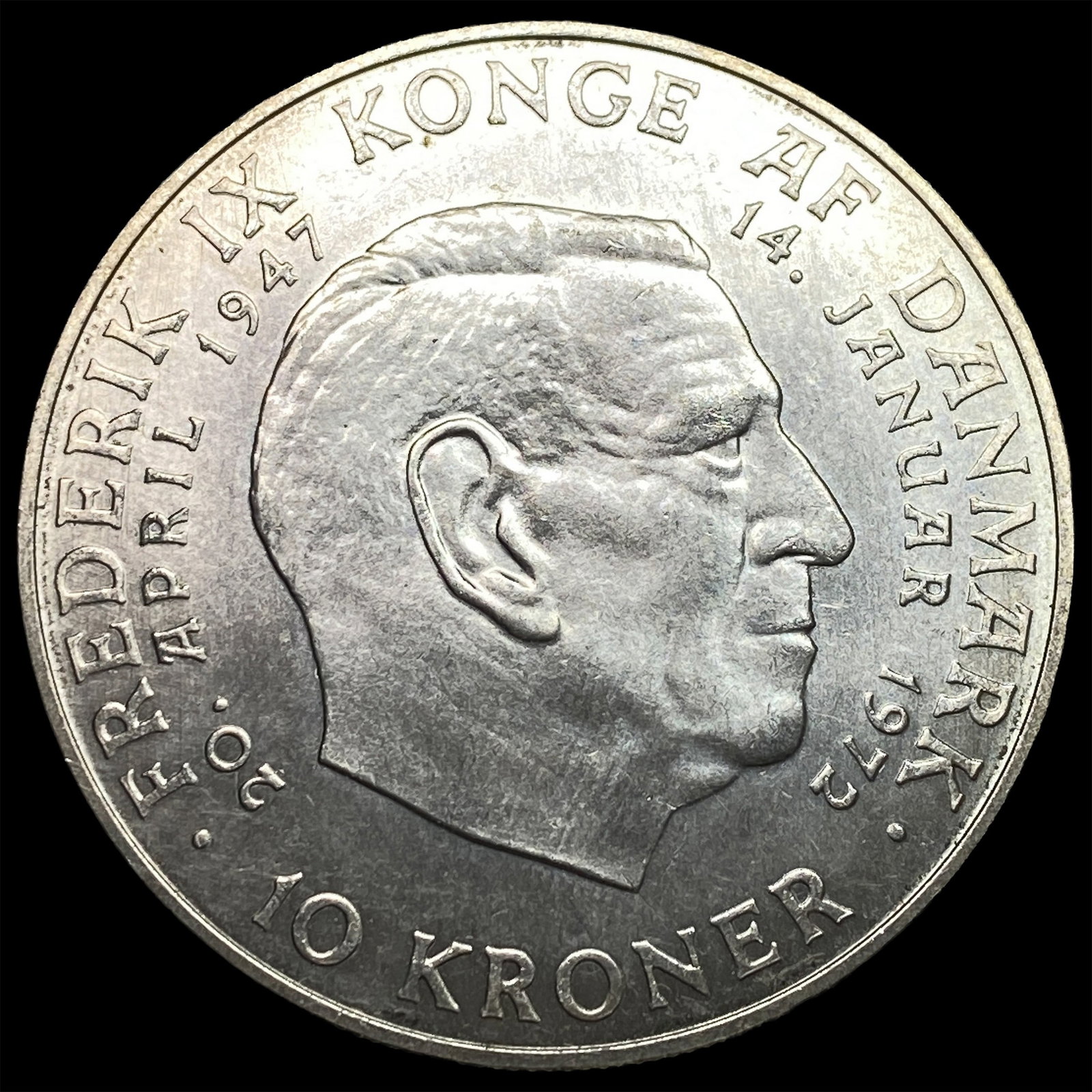 1972 Denmark .5247oz Silver 10 Kroner NEARLY UNCIRCULATED: 1972 Denmark .5247oz Silver 10 Kroner NEARLY UNCIRCULATED