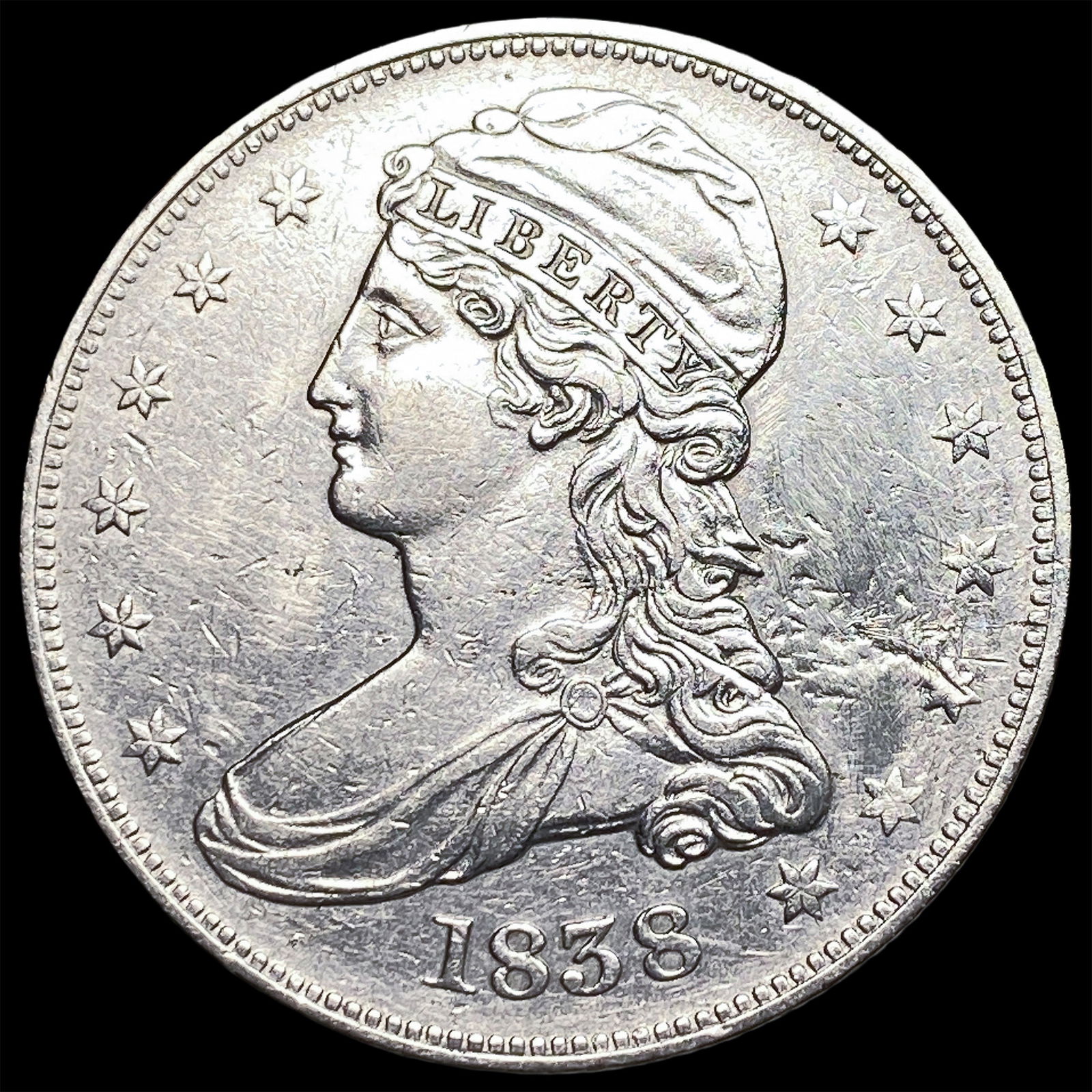 1838 Capped Bust Half Dollar CLOSELY UNCIRCULATED (1 of 2)