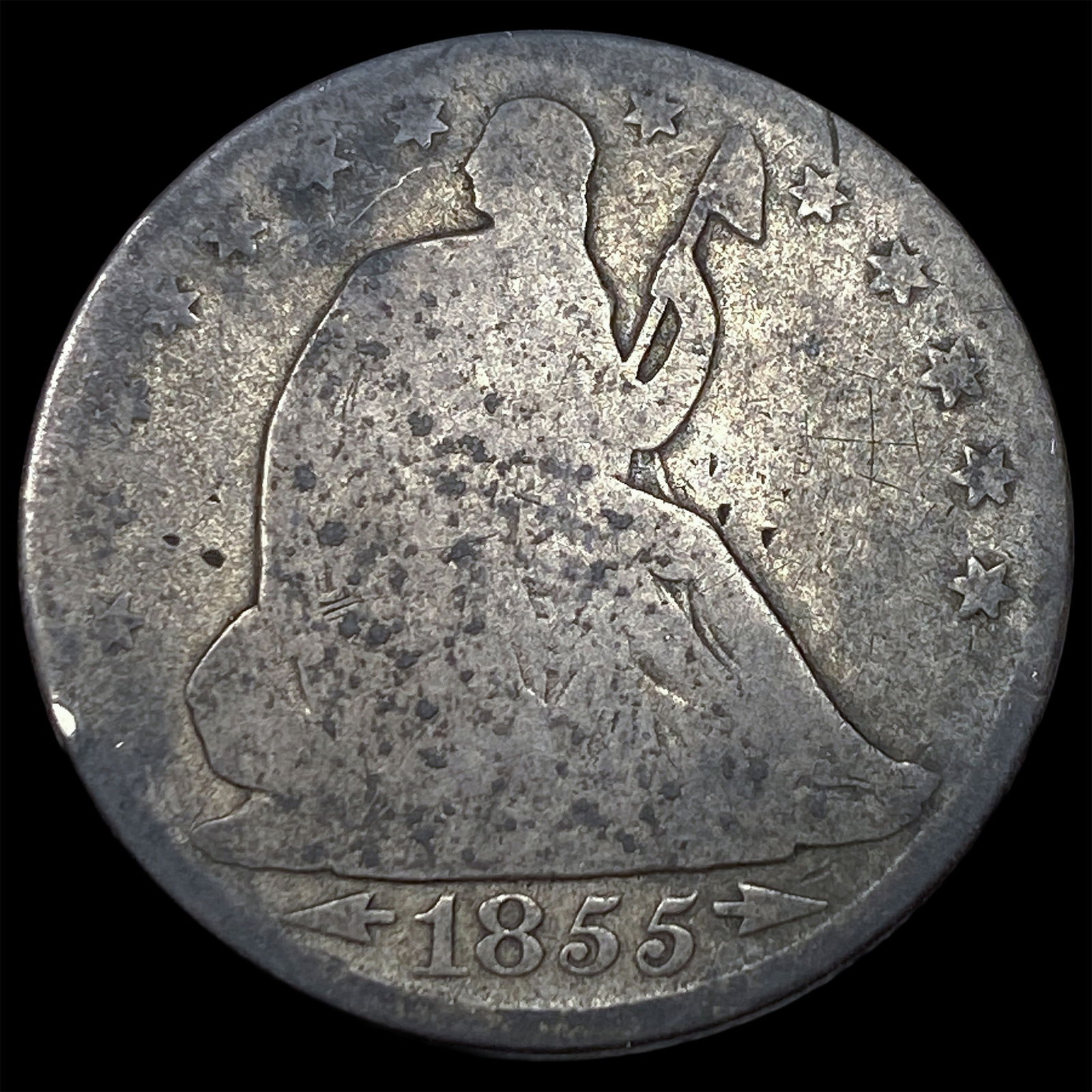 1855-O Silver Half Dollar (Seated Liberty) NICELY CIRCULATED: 1855-O Silver Half Dollar (Seated Liberty) NICELY CIRCULATED