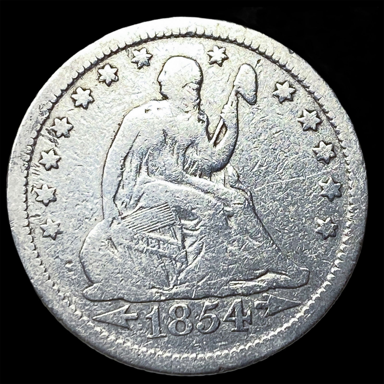 1854-O Silver Seated Liberty Quarter LIGHTLY CIRCULATED: 1854-O Silver Seated Liberty Quarter LIGHTLY CIRCULATED