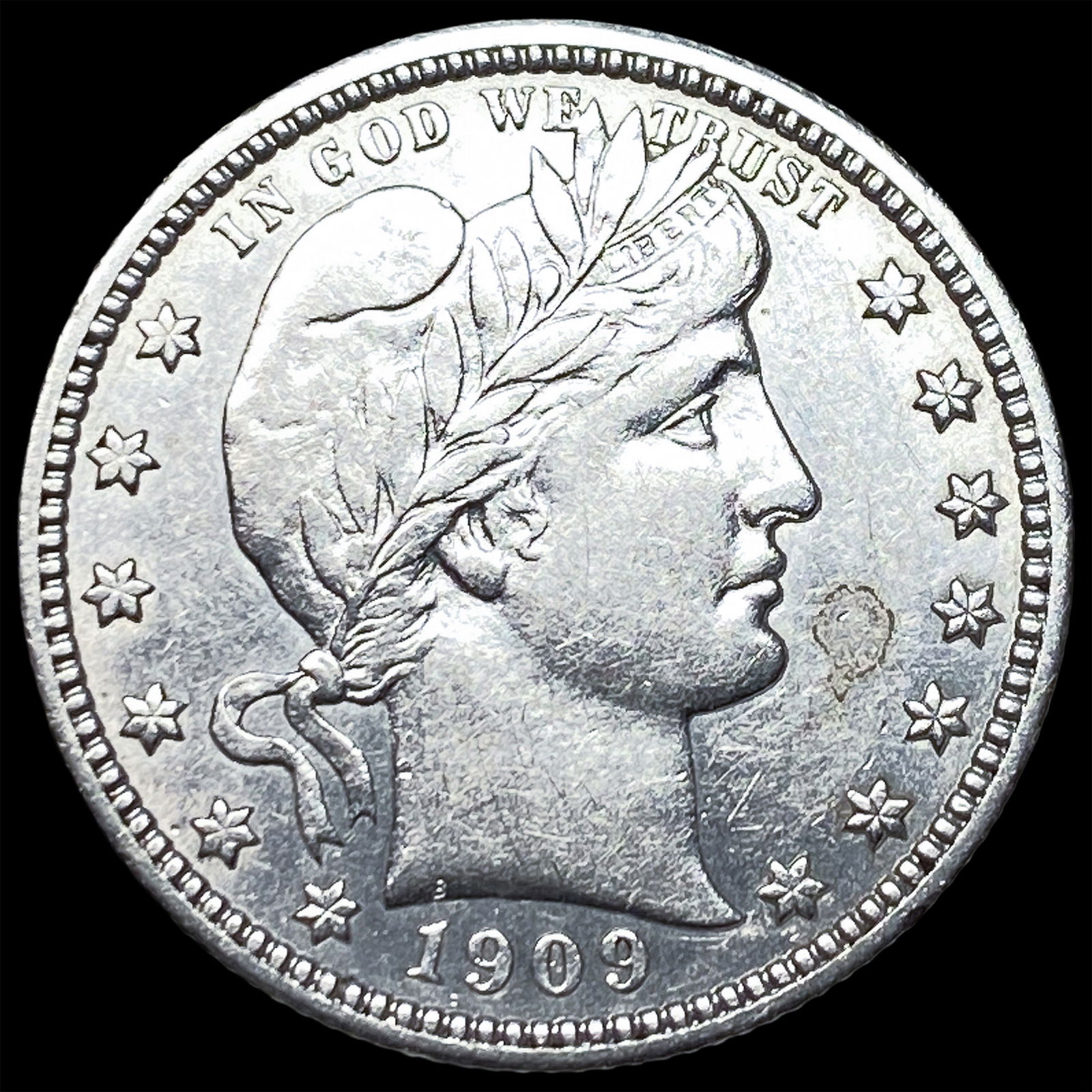 1909 Barber Silver Quarter NEARLY UNCIRCULATED (1 of 2)