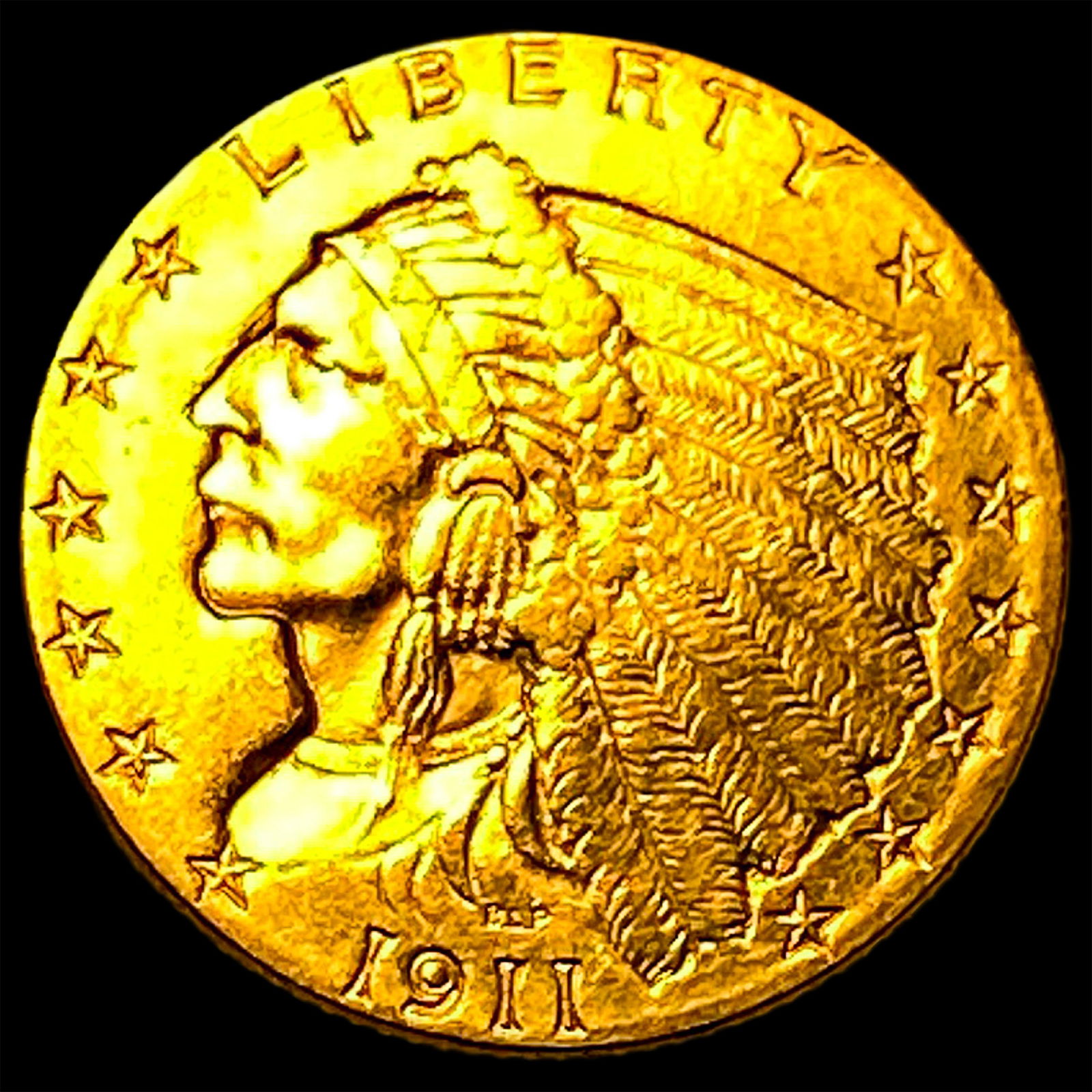 1911 Indian Head Gold $2.50 Quarter Eagle CLOSELY UNCIRCULATED (1 of 2)