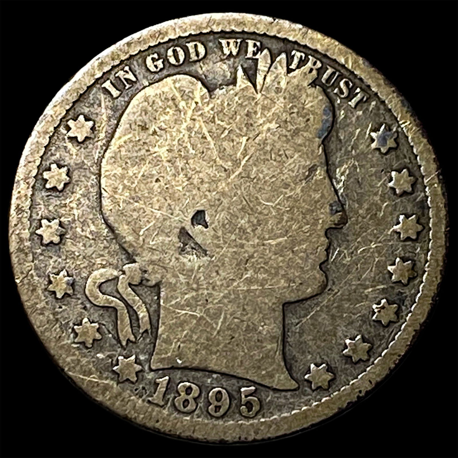 1895-S Silver Barber Quarter NICELY CIRCULATED (1 of 2)