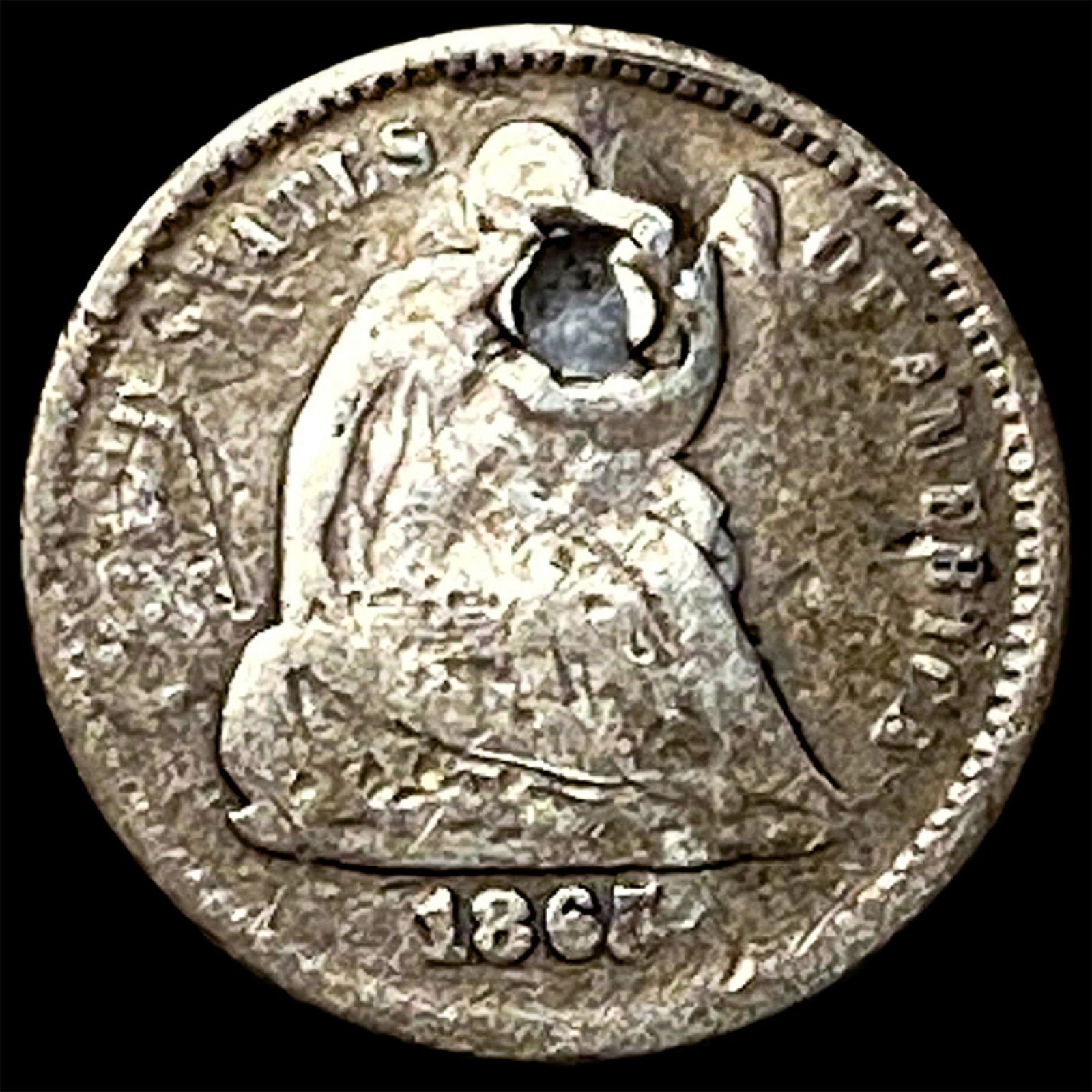 1867-S Silver Half Dime NICELY CIRCULATED (1 of 2)