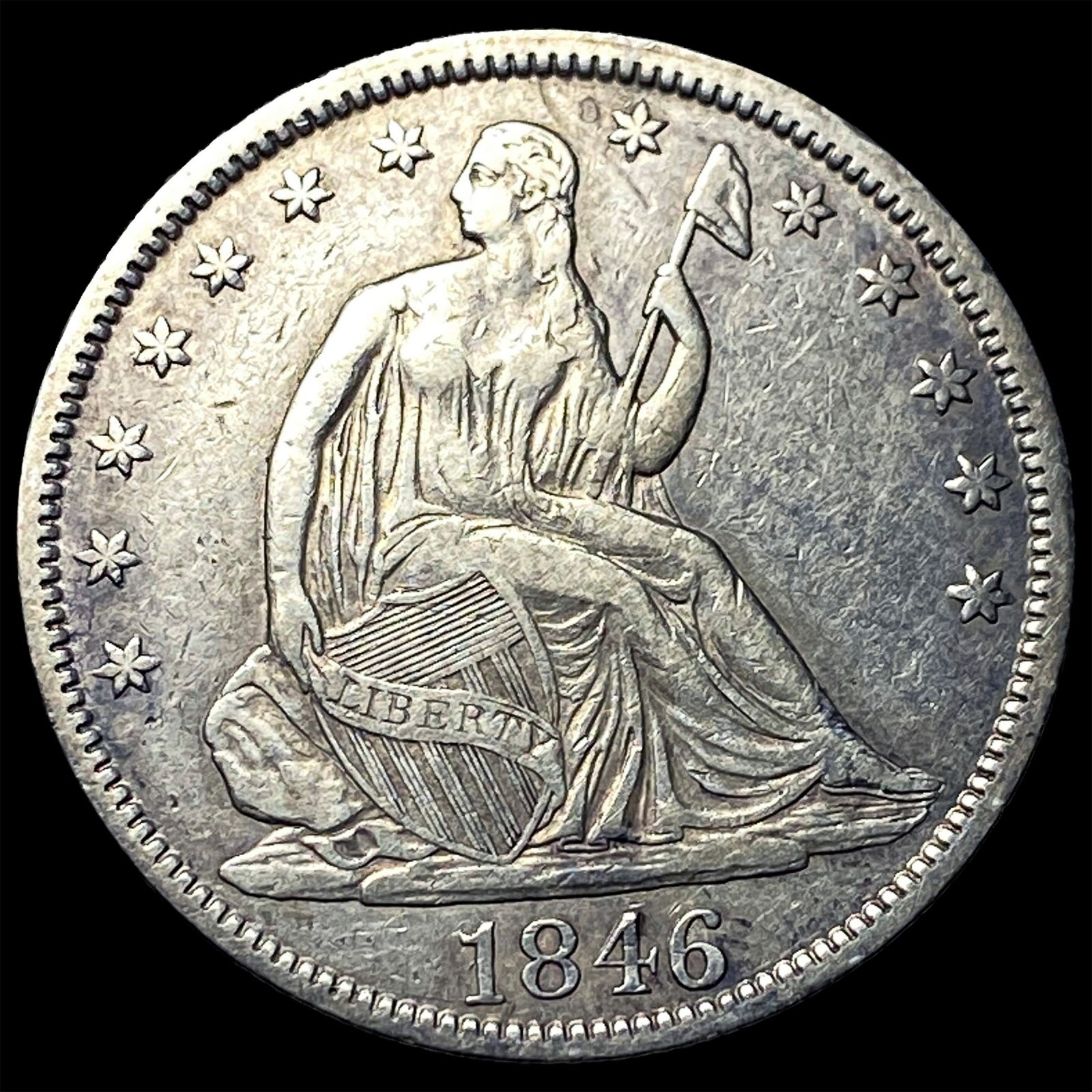 1846 Silver Seated Liberty Half Dollar NEARLY UNCIRCULATED (1 of 2)