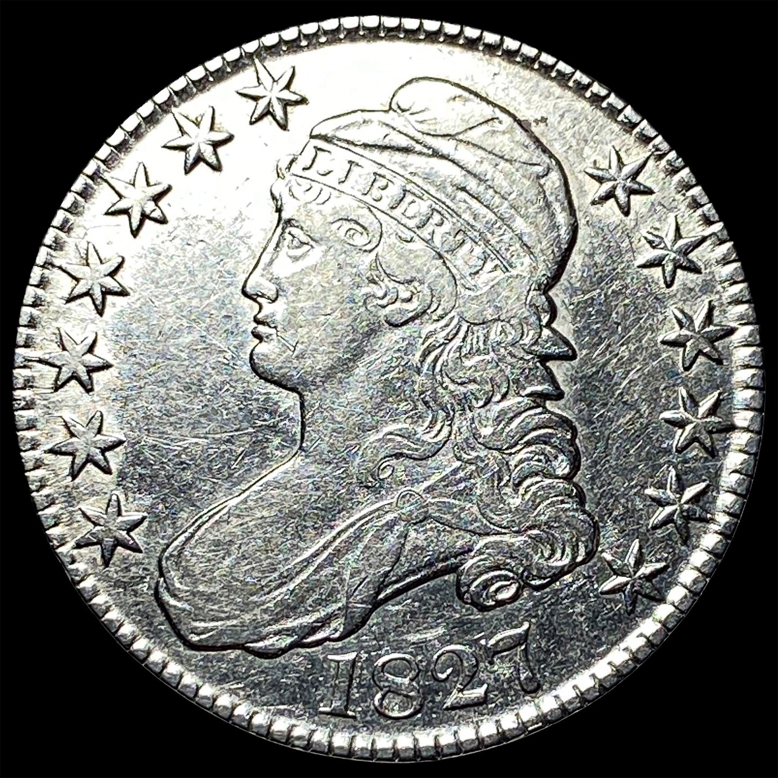 1827 Capped Bust Half Dollar CLOSELY UNCIRCULATED: 1827 Capped Bust Half Dollar CLOSELY UNCIRCULATED