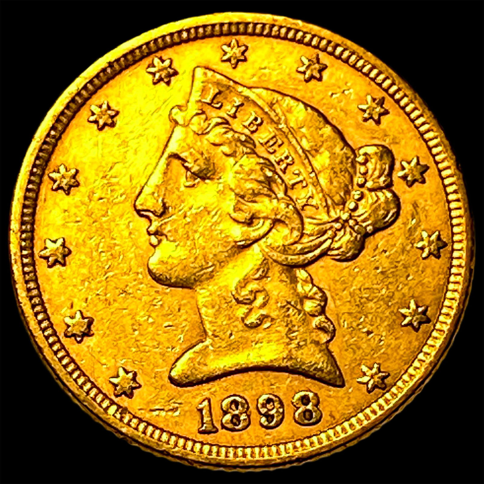 1898 Liberty Head Gold Half Eagle $5 CLOSELY UNCIRCULATED: 1898 Liberty Head Gold Half Eagle $5 CLOSELY UNCIRCULATED