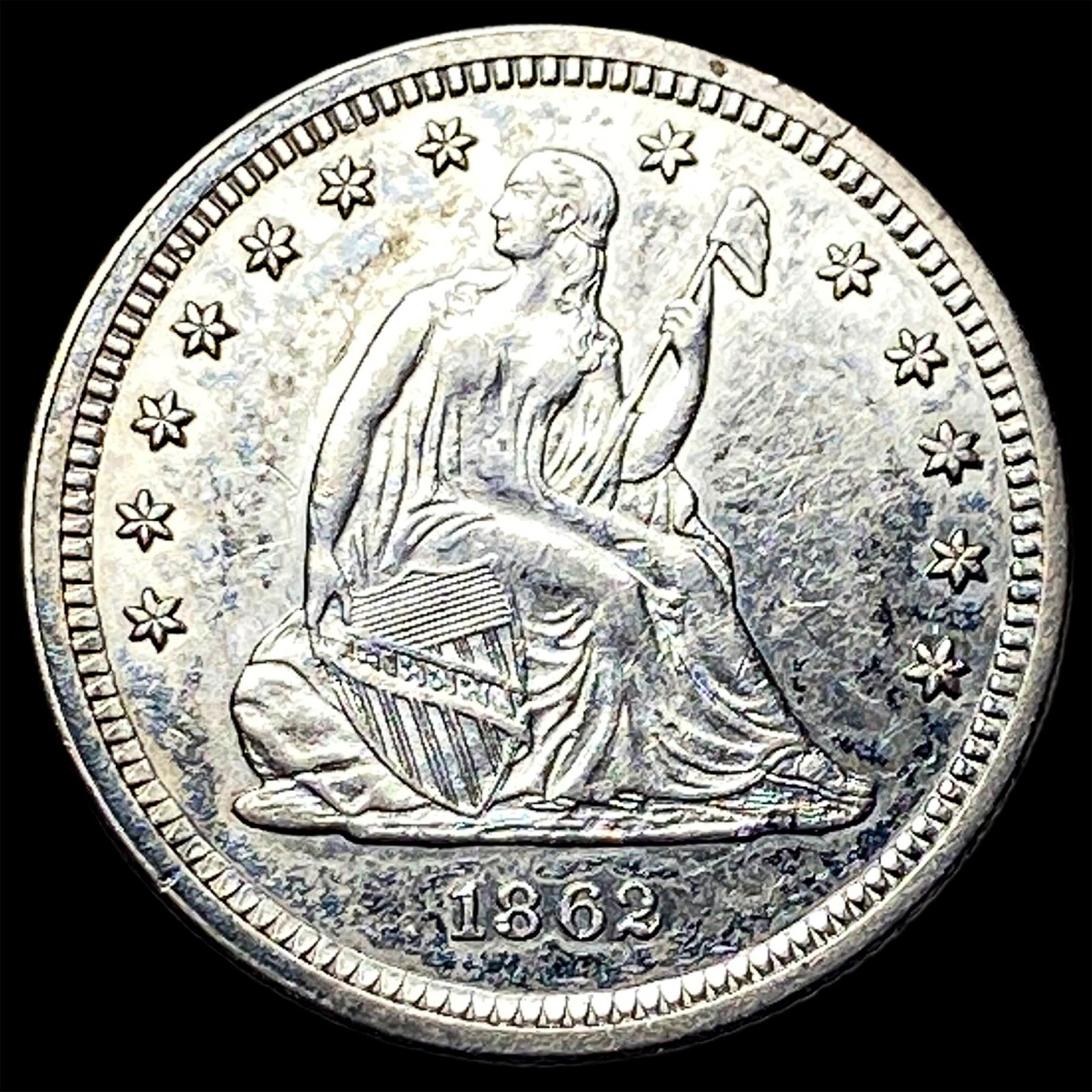 1862 Seated Liberty Silver Quarter NICELY CIRCULATED: 1862 Seated Liberty Silver Quarter NICELY CIRCULATED