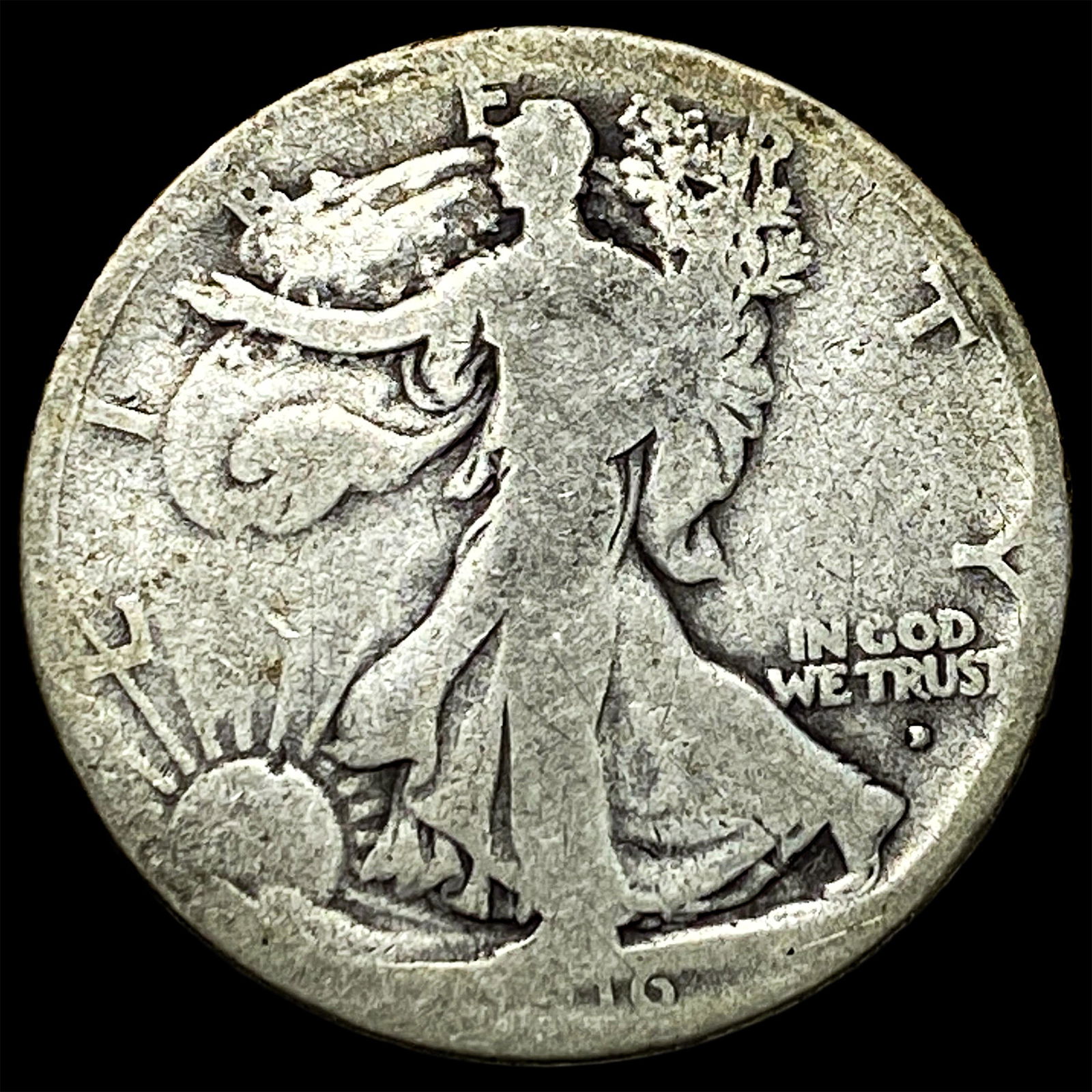1916-D Silver Walking Liberty Half Dollar NICELY CIRCULATED: 1916-D Silver Walking Liberty Half Dollar NICELY CIRCULATED