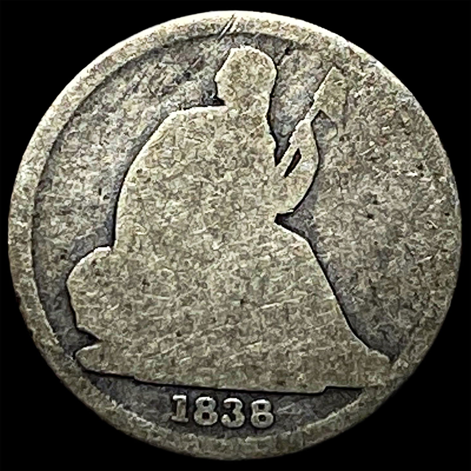 1838-O Silver Seated Liberty Dime NICELY CIRCULATED: 1838-O Silver Seated Liberty Dime NICELY CIRCULATED