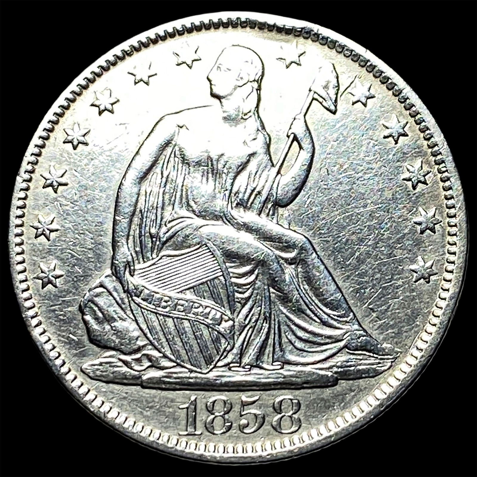 1858-O Silver Half Dollar CLOSELY UNCIRCULATED (1 of 2)