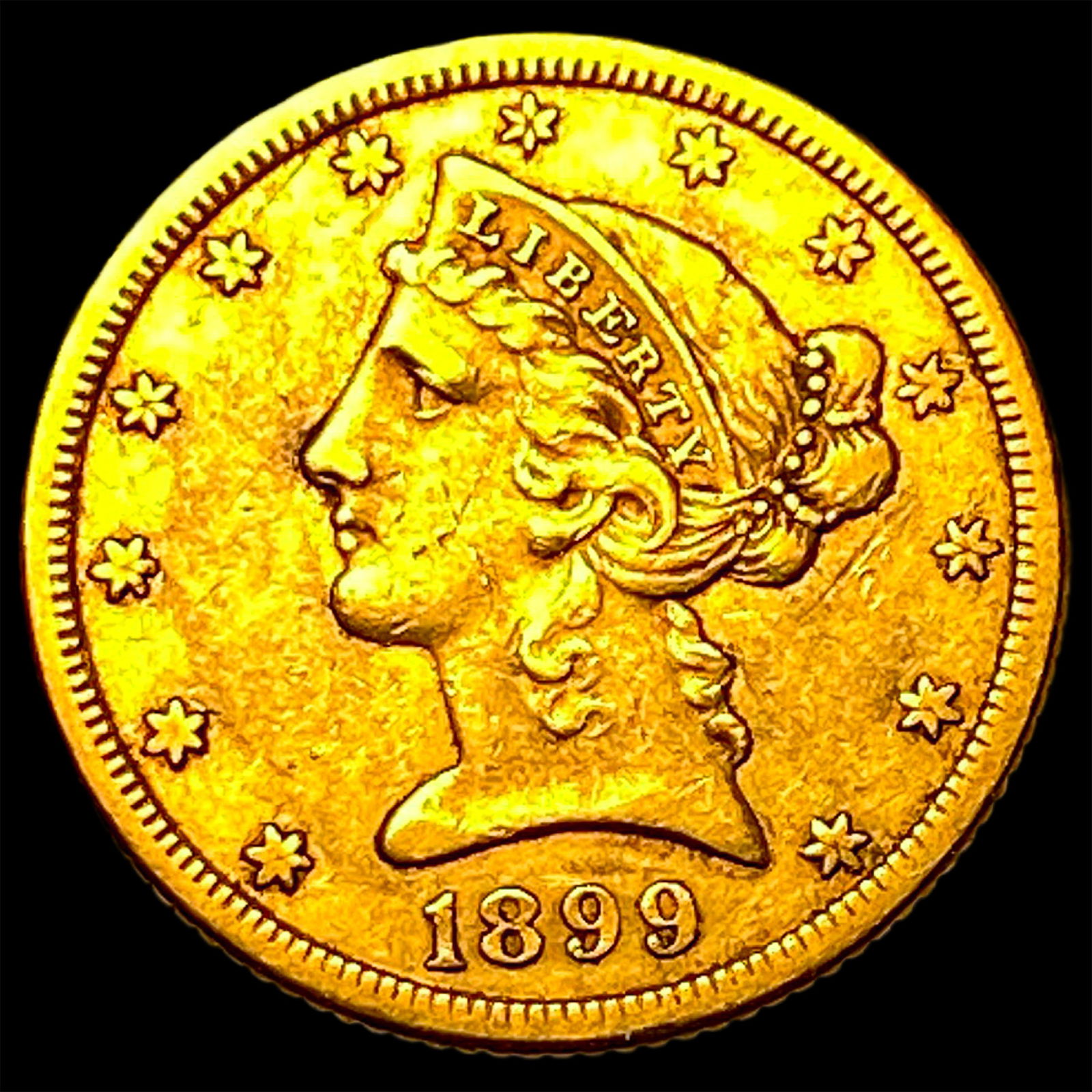 1899-S Gold $5 Half Eagle CLOSELY UNCIRCULATED: 1899-S Gold $5 Half Eagle CLOSELY UNCIRCULATED
