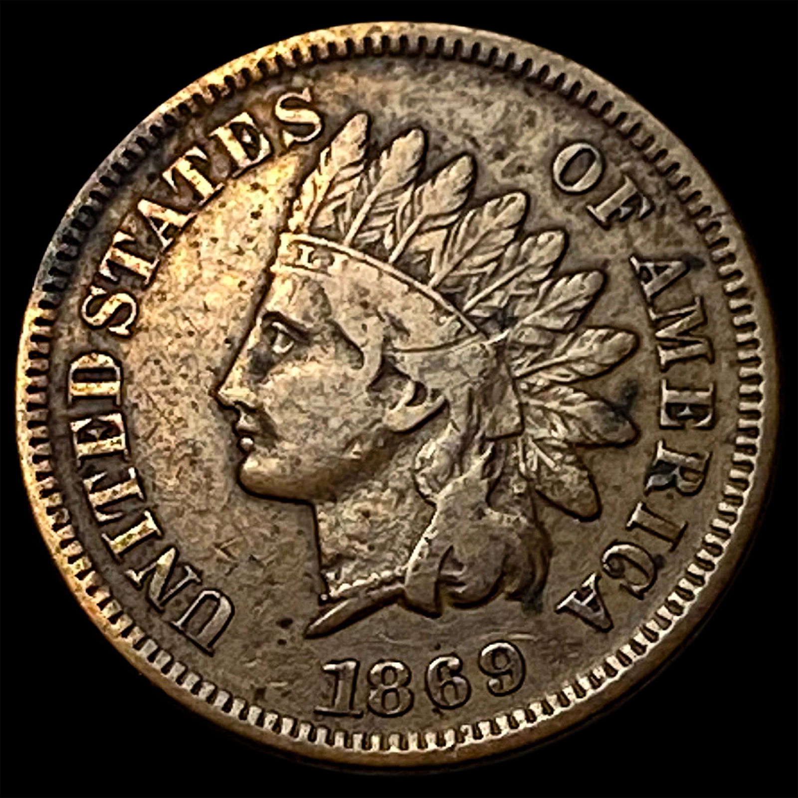 1869 Indian Head Cent ABOUT UNCIRCULATED: 1869 Indian Head Cent ABOUT UNCIRCULATED