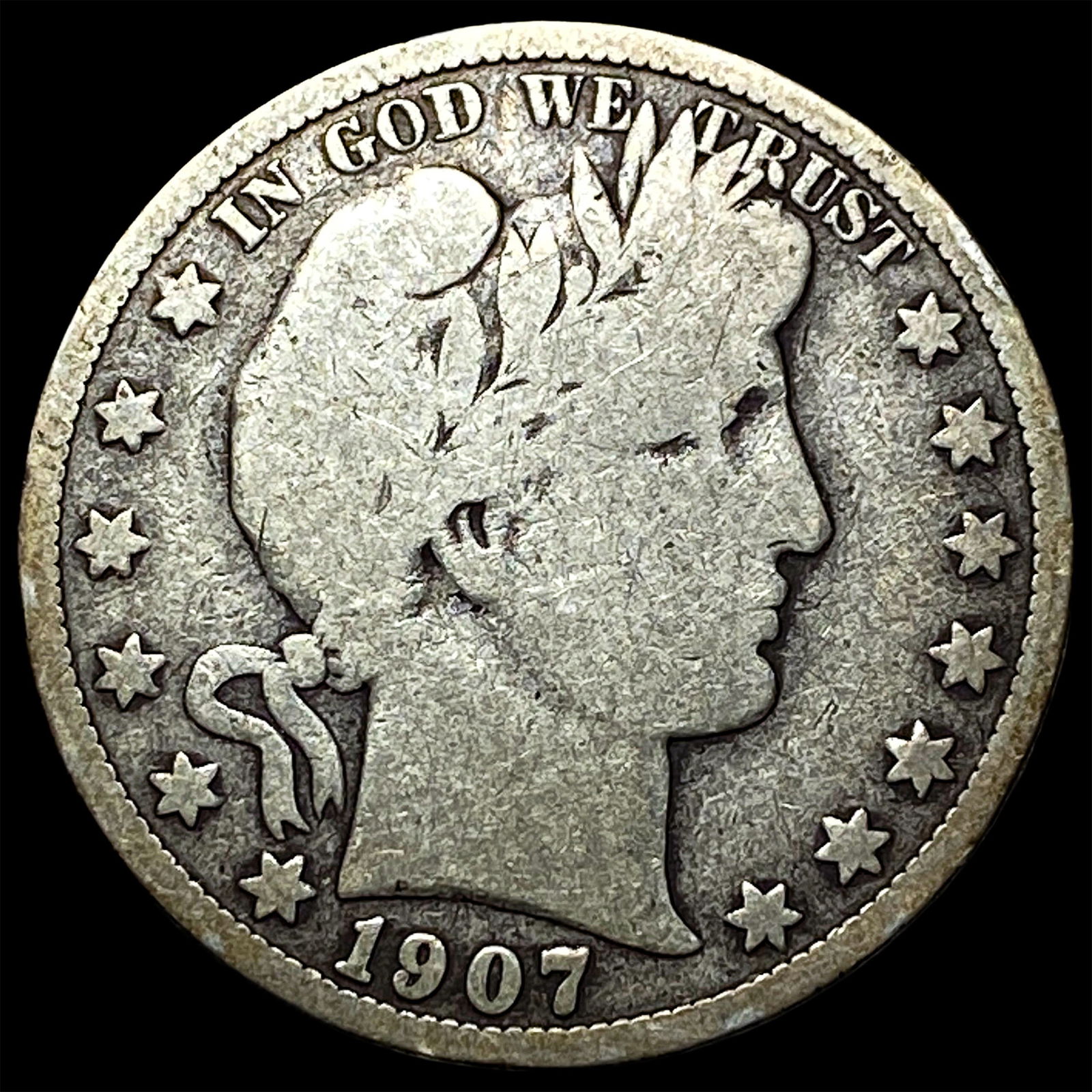 1907-S Silver Barber Half Dollar NICELY CIRCULATED: 1907-S Silver Barber Half Dollar NICELY CIRCULATED
