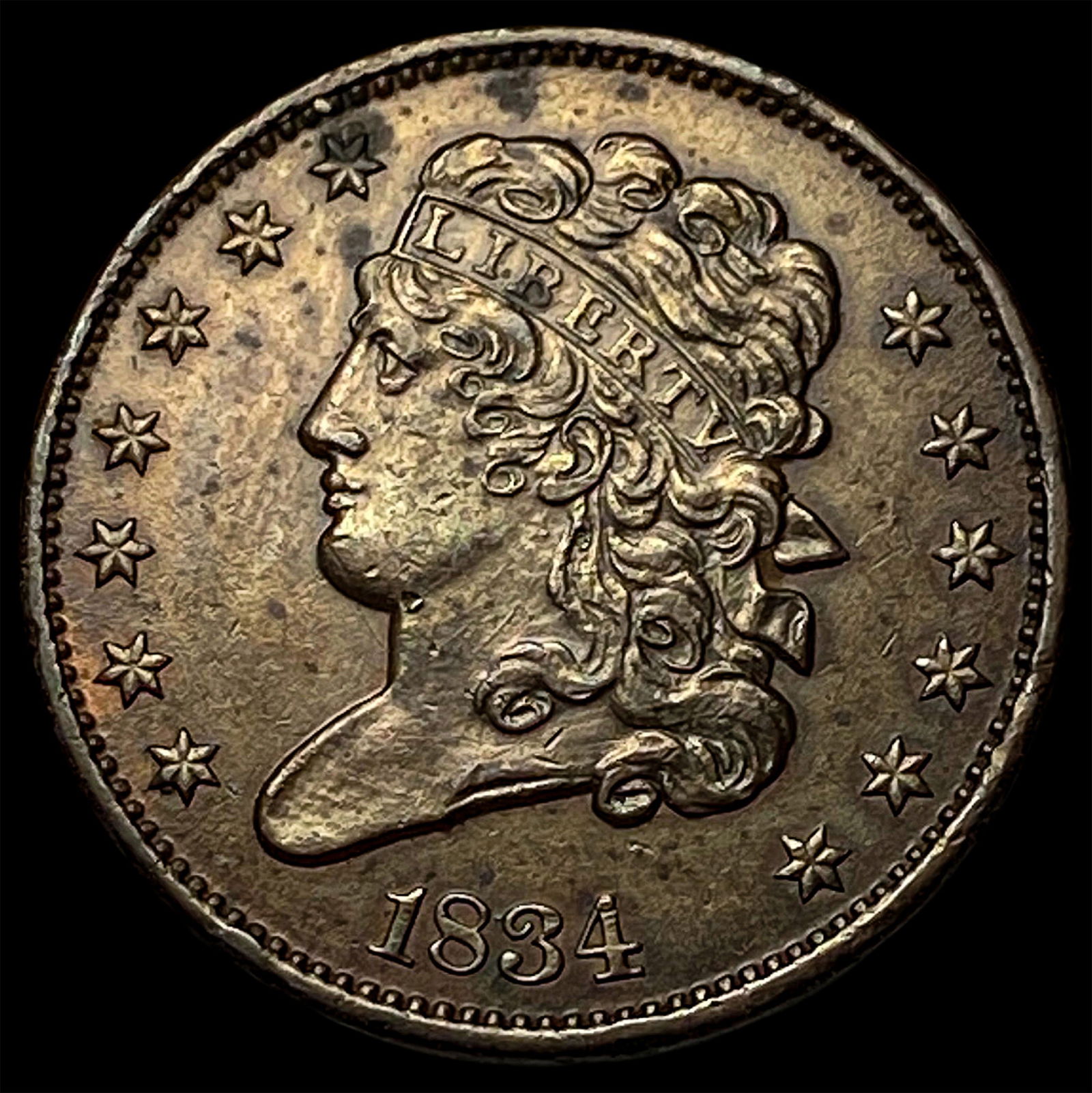 1834 Copper Half Cent UNCIRCULATED: 1834 Copper Half Cent UNCIRCULATED
