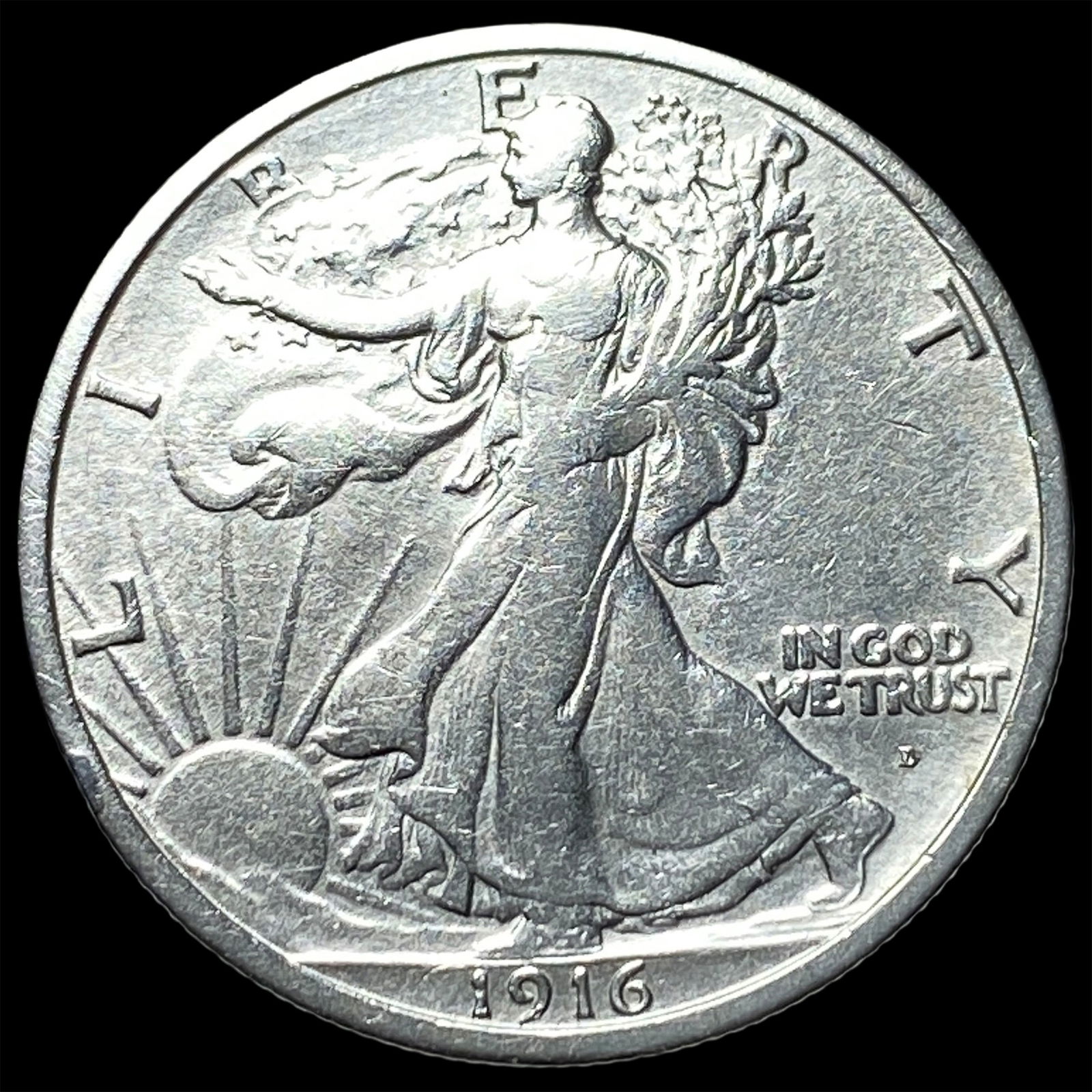 1916 Walking Liberty Half Dollar NEARLY UNCIRCULATED: 1916 Walking Liberty Half Dollar NEARLY UNCIRCULATED