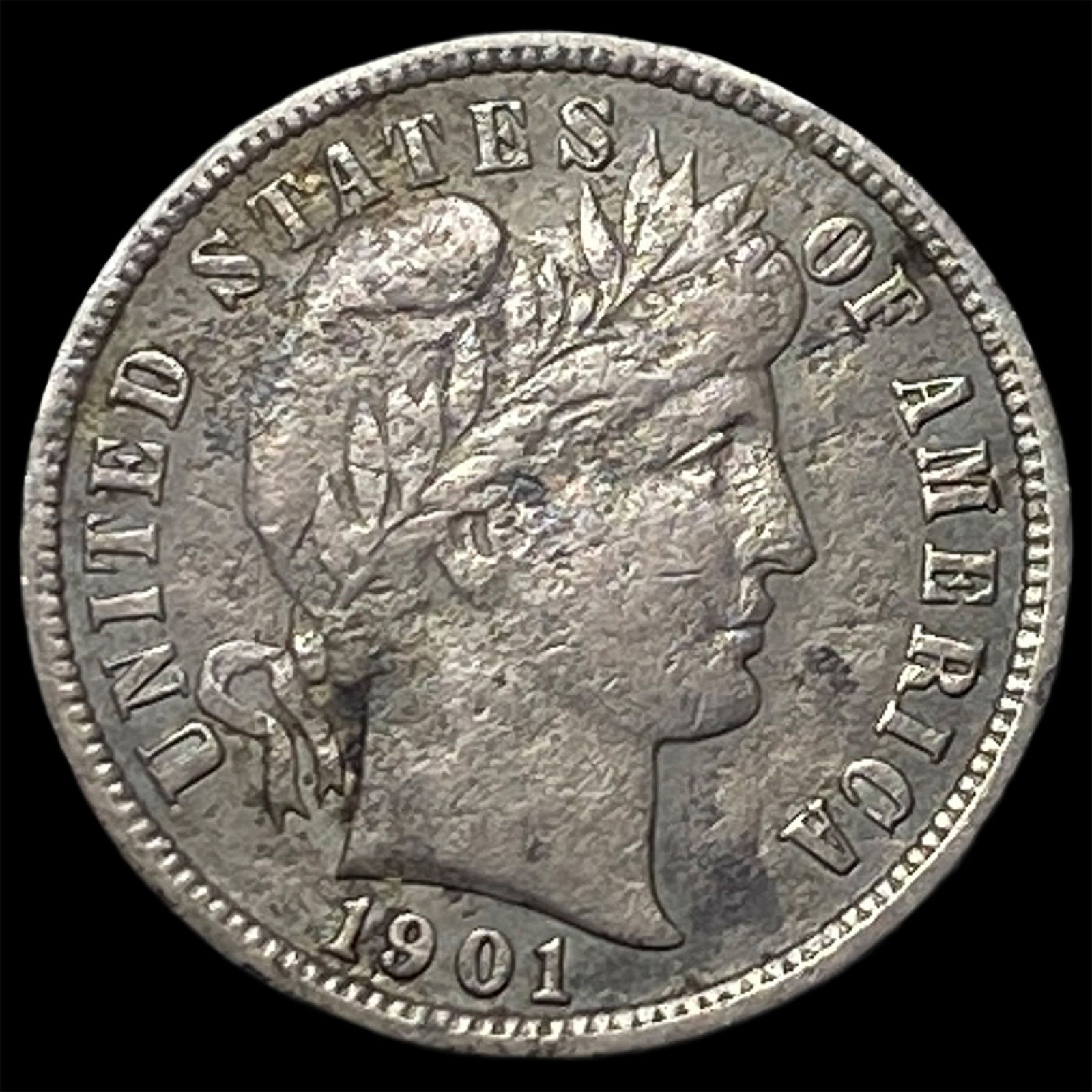 1901-S Silver Barber Dime NEARLY UNCIRCULATED: 1901-S Silver Barber Dime NEARLY UNCIRCULATED