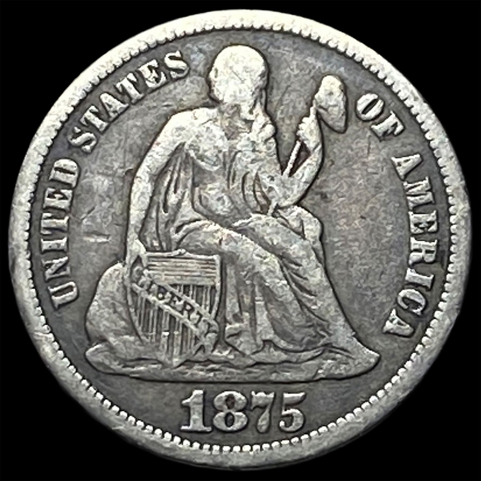 1875 Silver Seated Liberty Dime LIGHTLY CIRCULATED (1 of 2)