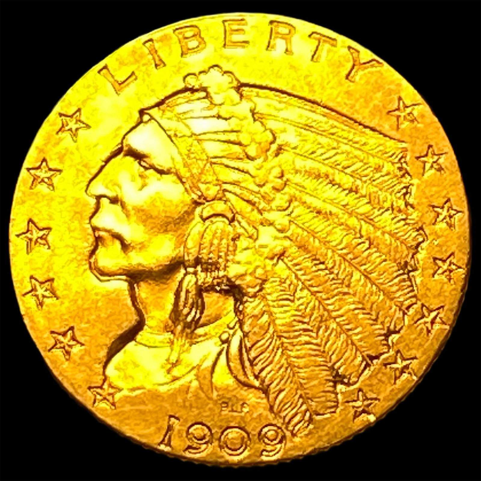 1909 Indian Head Gold $2.50 Quarter Eagle CLOSELY UNCIRCULATED (1 of 2)