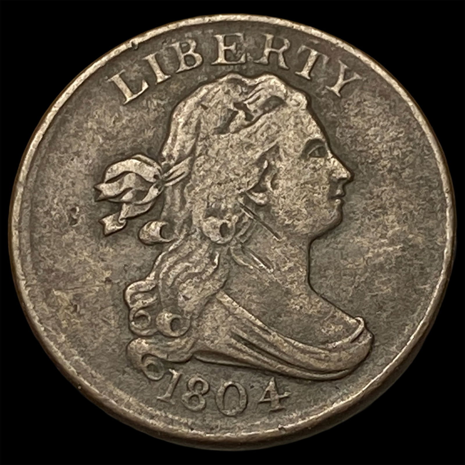 1804 Copper Half Cent Draped Bust NEARLY UNCIRCULATED: 1804 Copper Half Cent Draped Bust NEARLY UNCIRCULATED