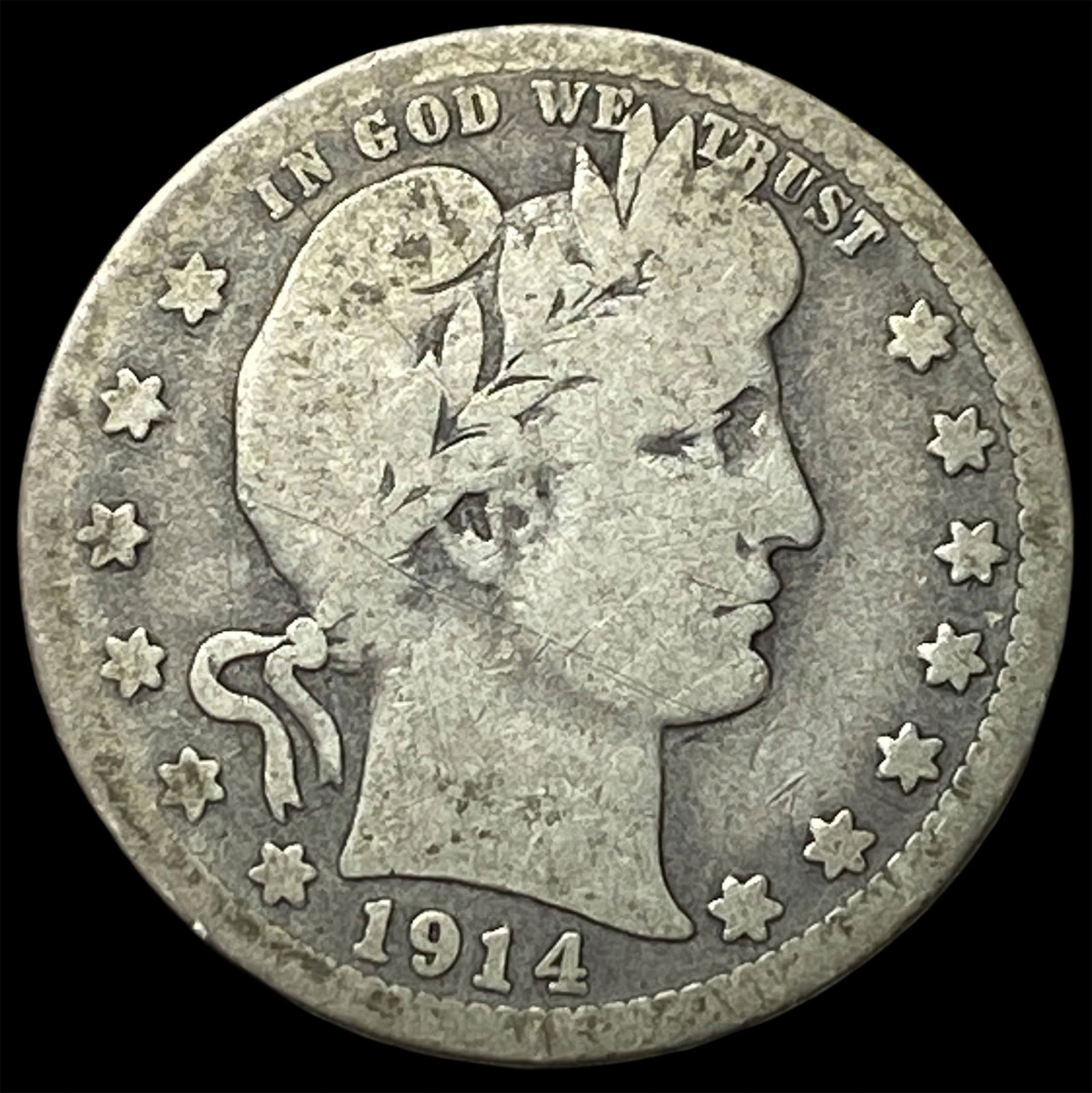 1914-S Barber Silver Quarter NICELY CIRCULATED (1 of 2)
