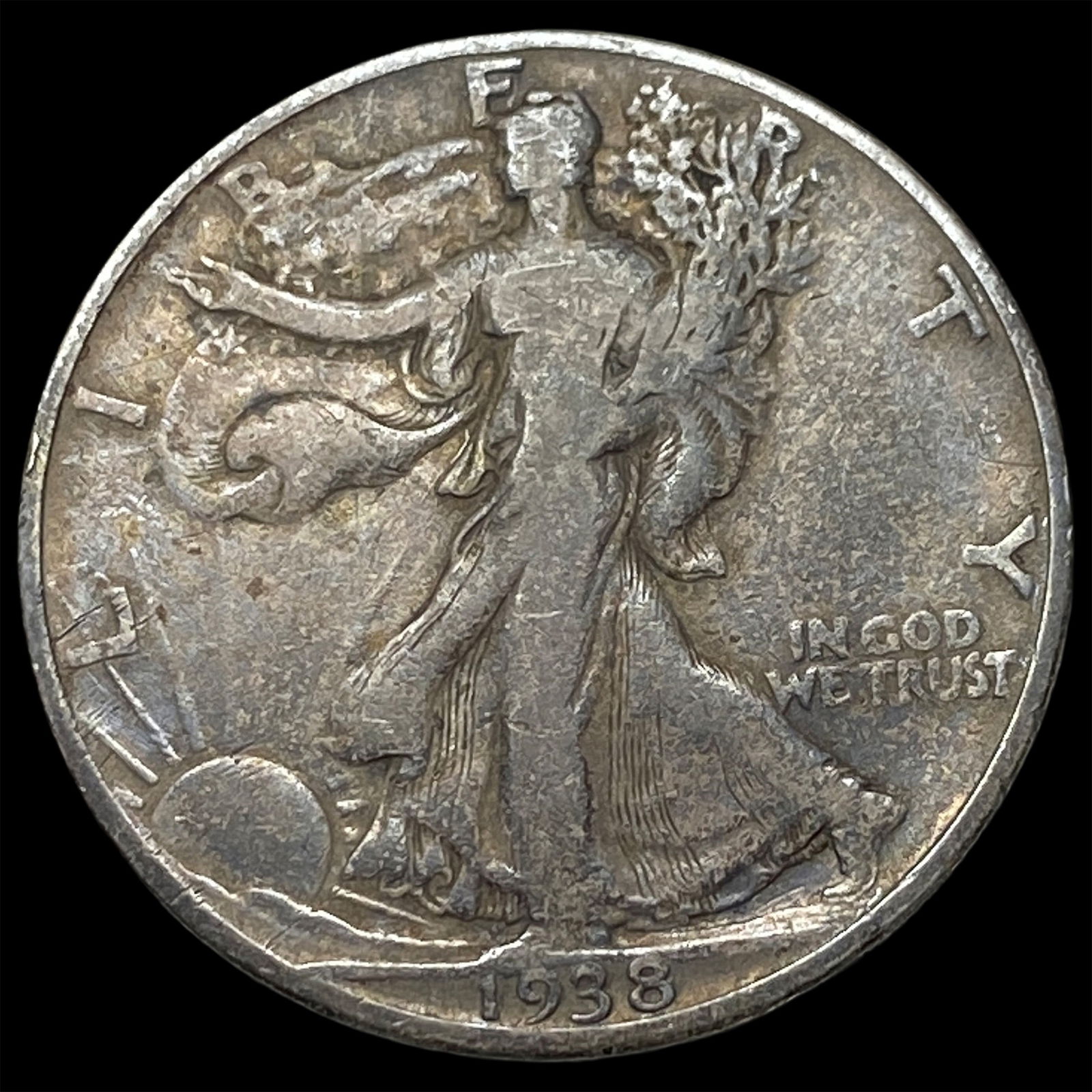 1938-D Silver Walking Liberty Half Dollar LIGHTLY CIRCULATED (1 of 2)