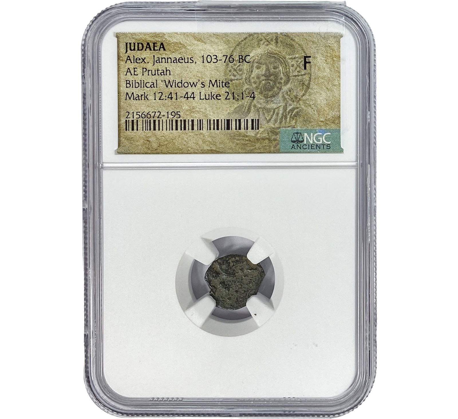 Judaea Alex Jannaeus 103-76 BC Bronze Prutah NGC F: Judaea Alex Jannaeus 103-76 BC Bronze Prutah NGC F