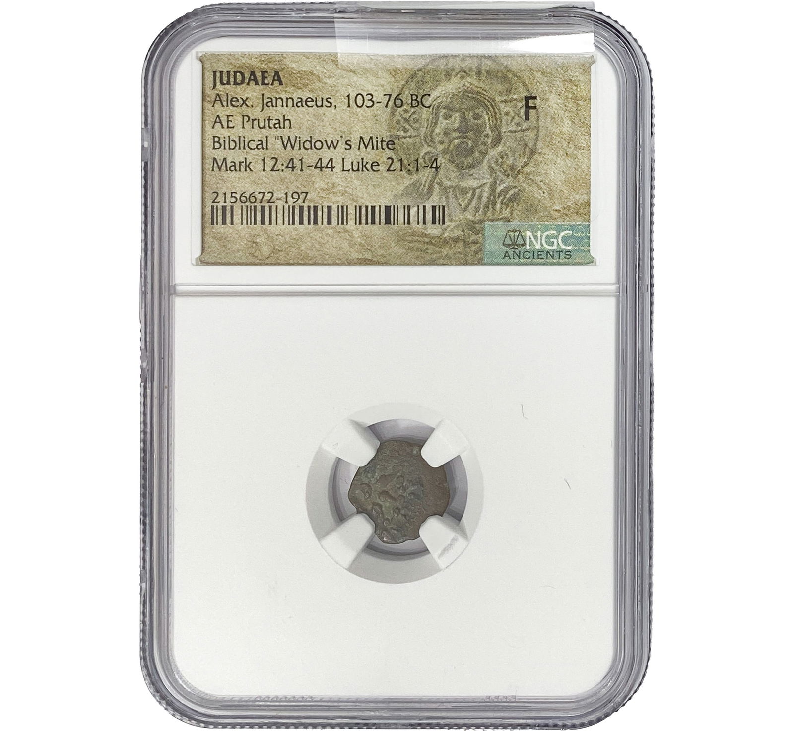 Judaea Alex Jannaeus 103-76 BC Bronze Prutah NGC F: Judaea Alex Jannaeus 103-76 BC Bronze Prutah NGC F