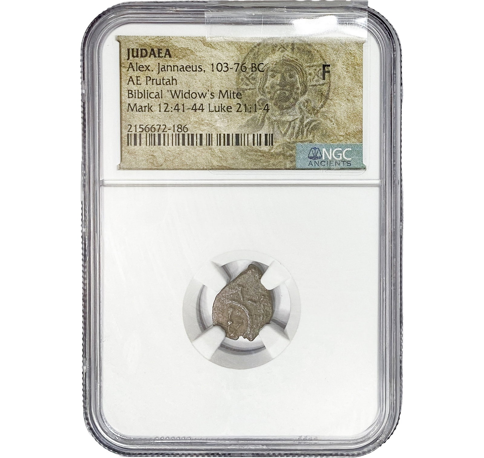 Judaea Alex Jannaeus 103-76 BC Bronze Prutah NGC F: Judaea Alex Jannaeus 103-76 BC Bronze Prutah NGC F