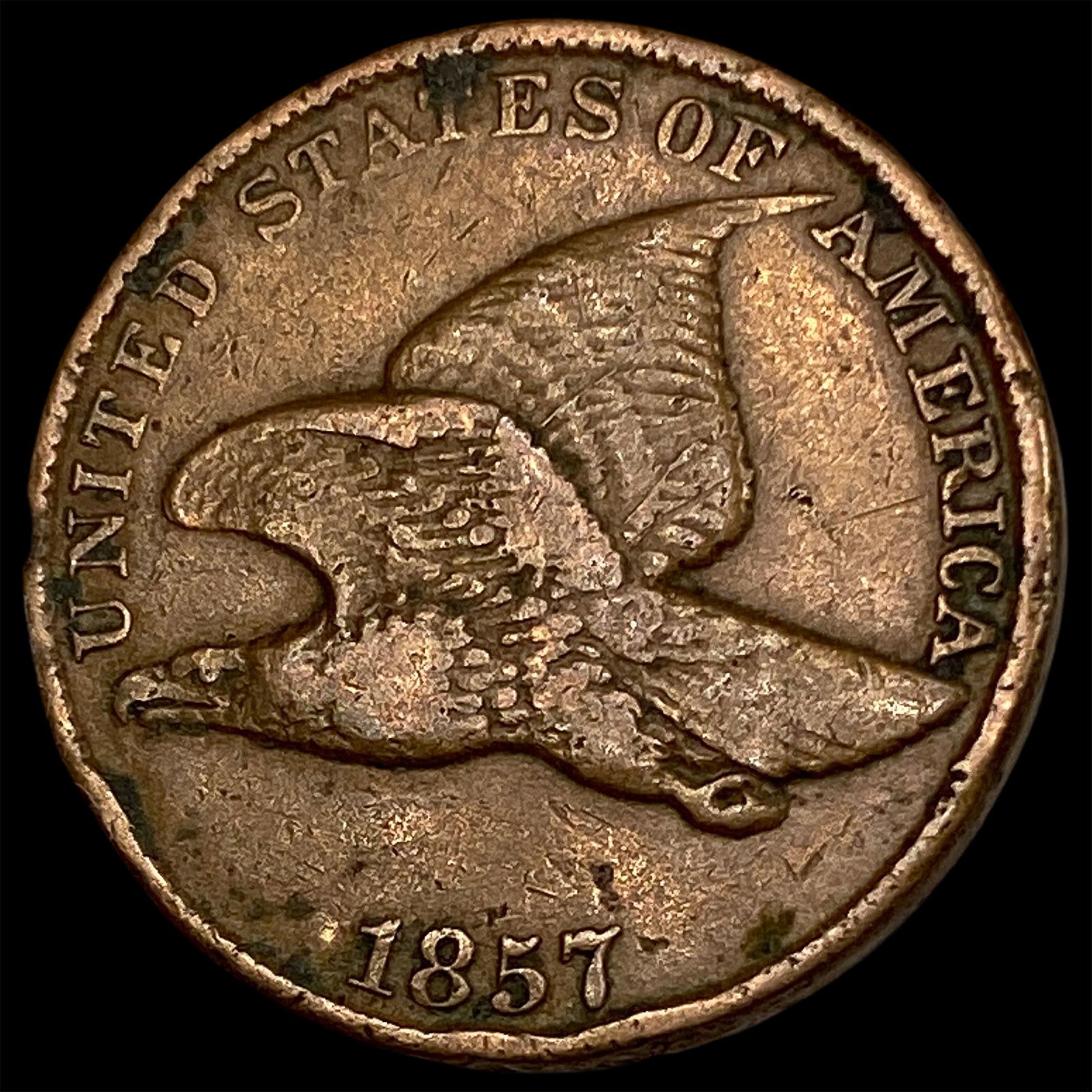 1857 Copper-Nickel Flying Eagle Cent NEARLY UNCIRCULATED (1 of 2)