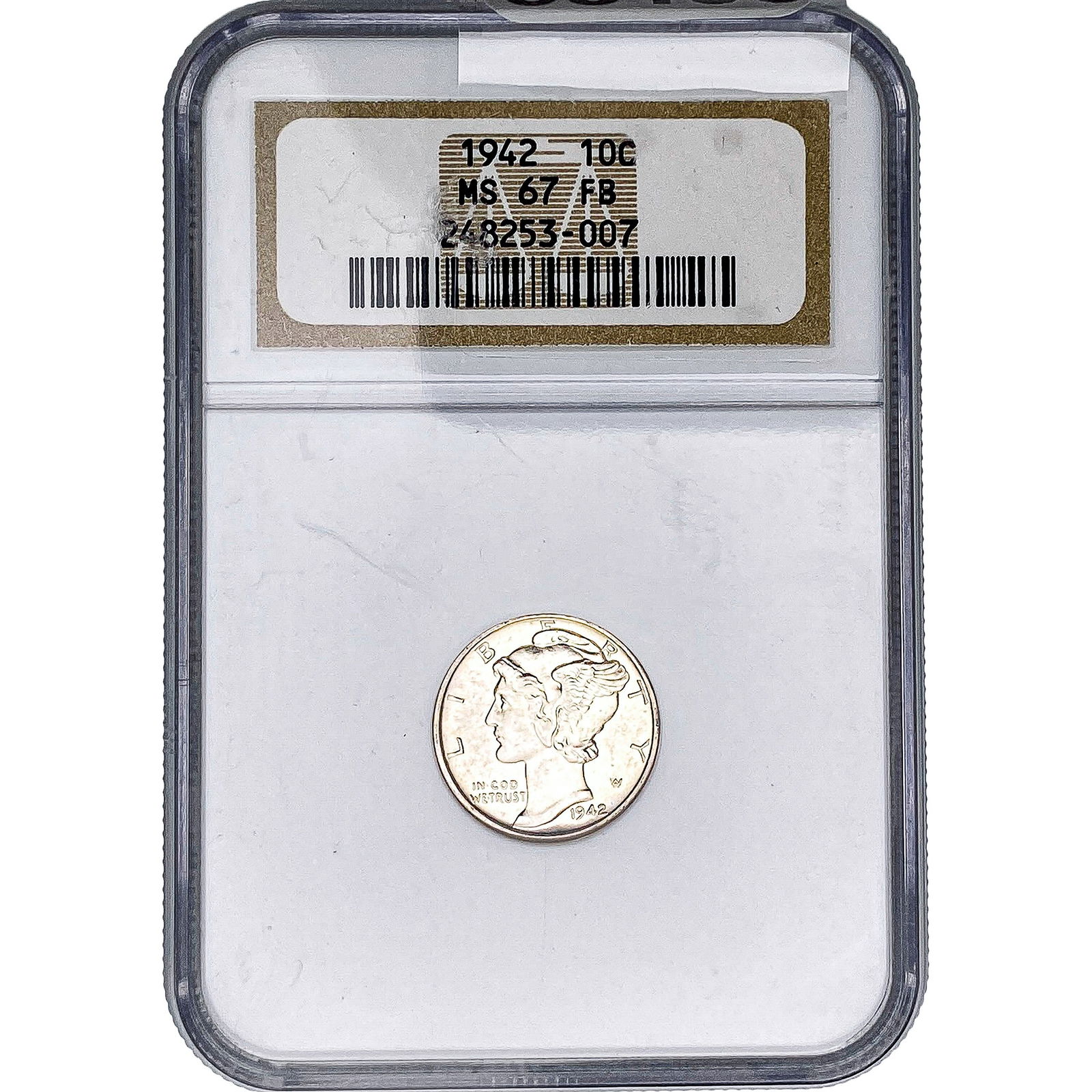 1942 Mercury Silver Dime NGC MS67 FB: 1942 Mercury Silver Dime NGC MS67 FB