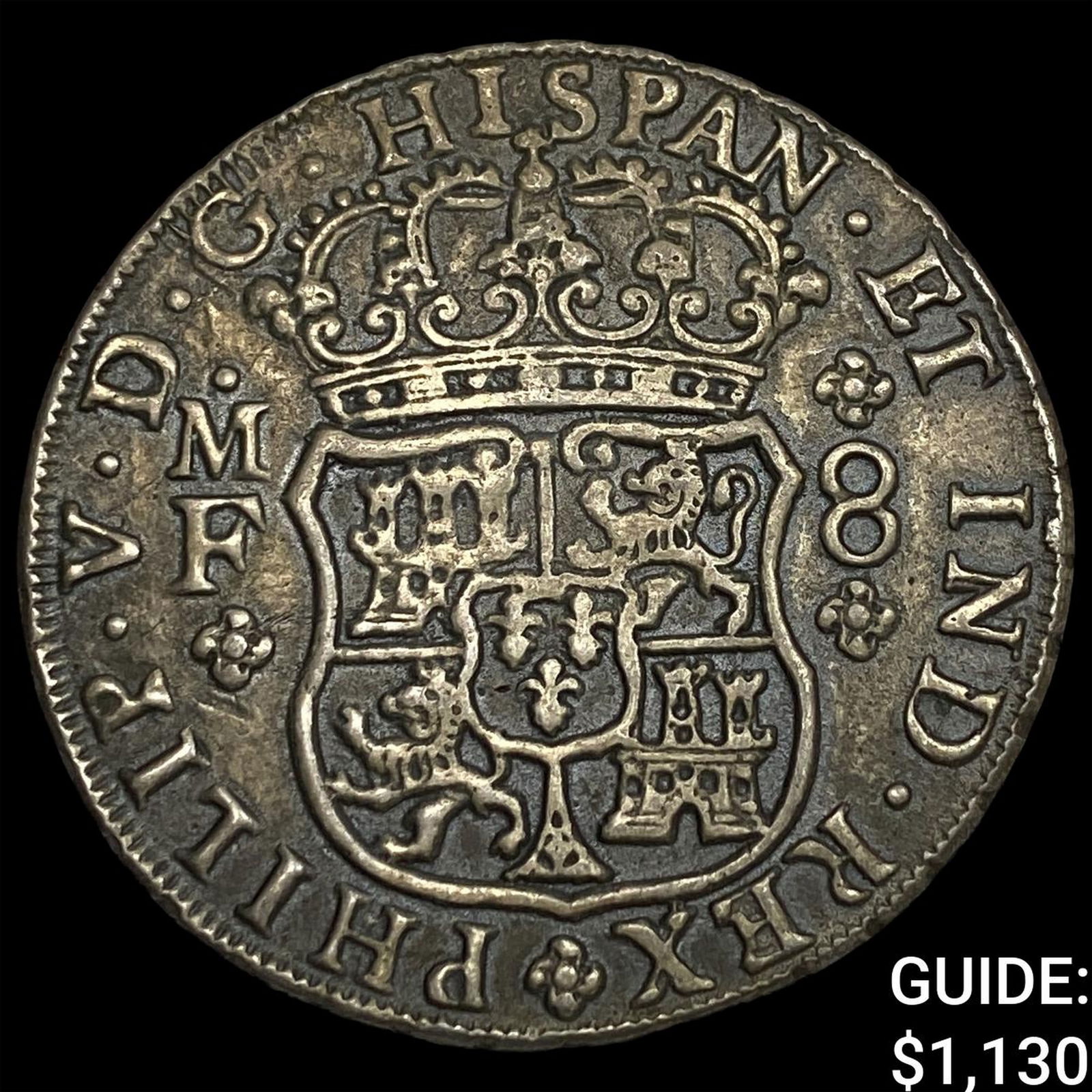 1738Mo MF Spanish Colonies Silver 8 Reales NEARLY UNCIRCULATED: 1738Mo MF Spanish Colonies Silver 8 Reales NEARLY UNCIRCULATED