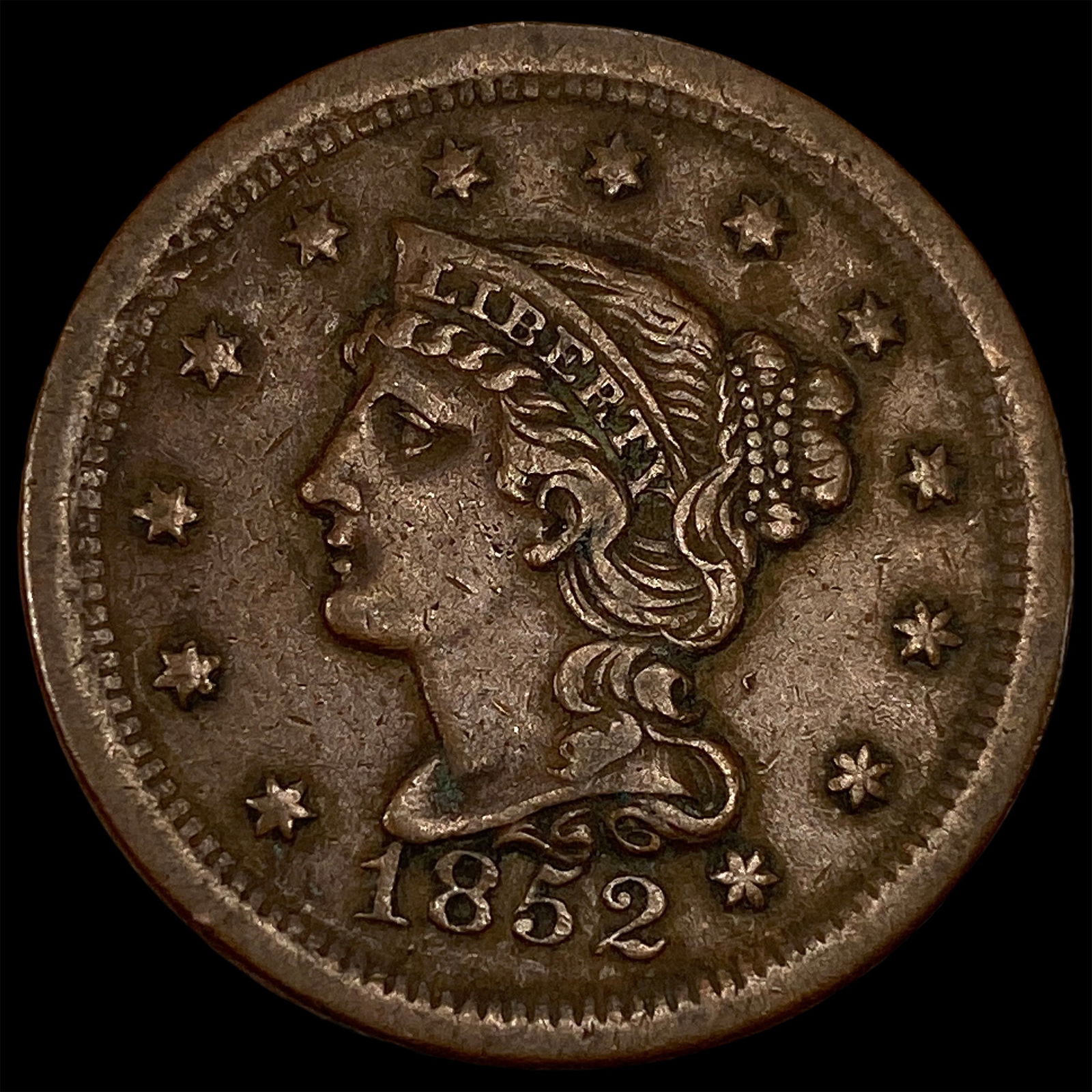 1852 Braided Hair Large Cent NEARLY UNCIRCULATED: 1852 Braided Hair Large Cent NEARLY UNCIRCULATED