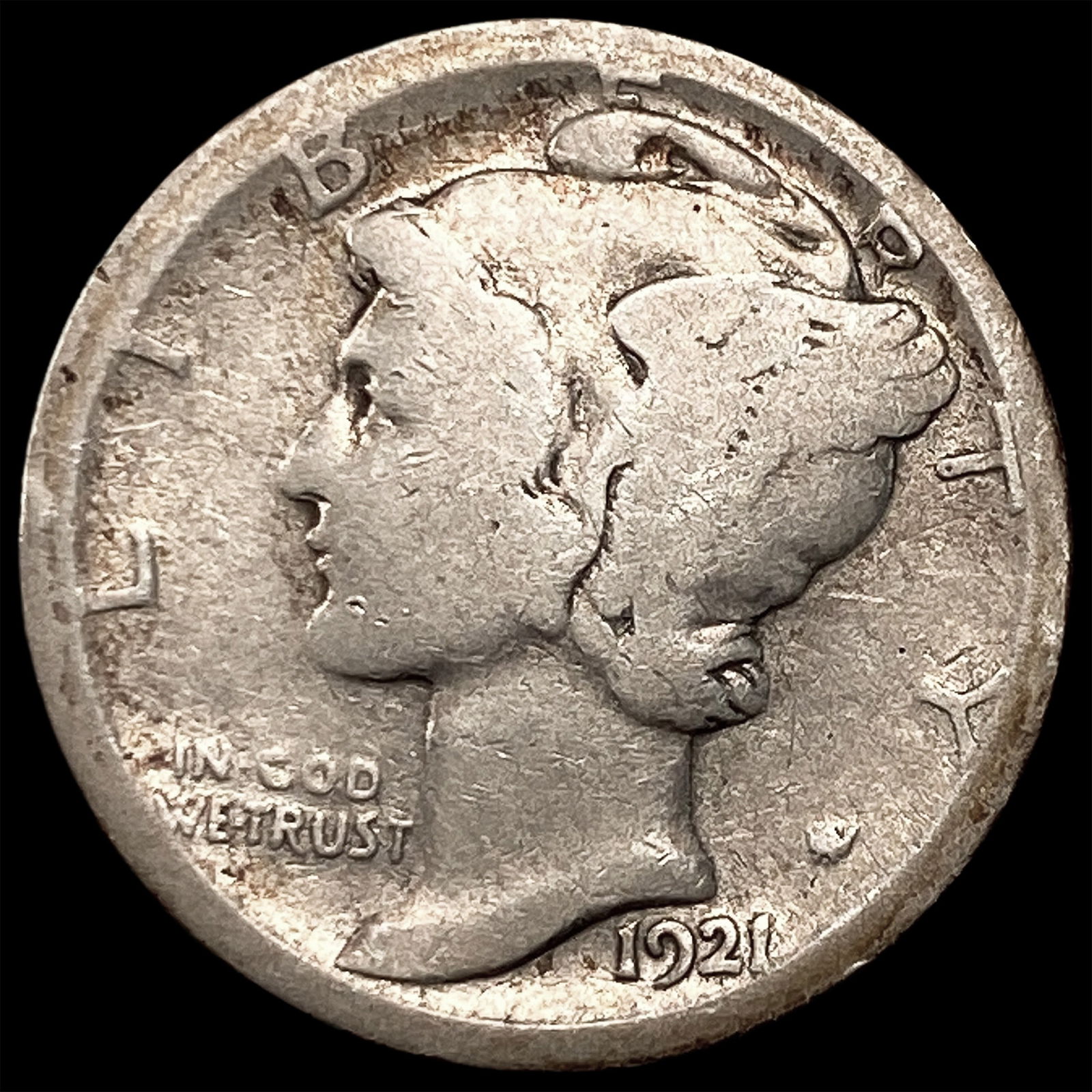 1921-S Silver Mercury Dime LIGHTLY CIRCULATED: 1921-S Silver Mercury Dime LIGHTLY CIRCULATED