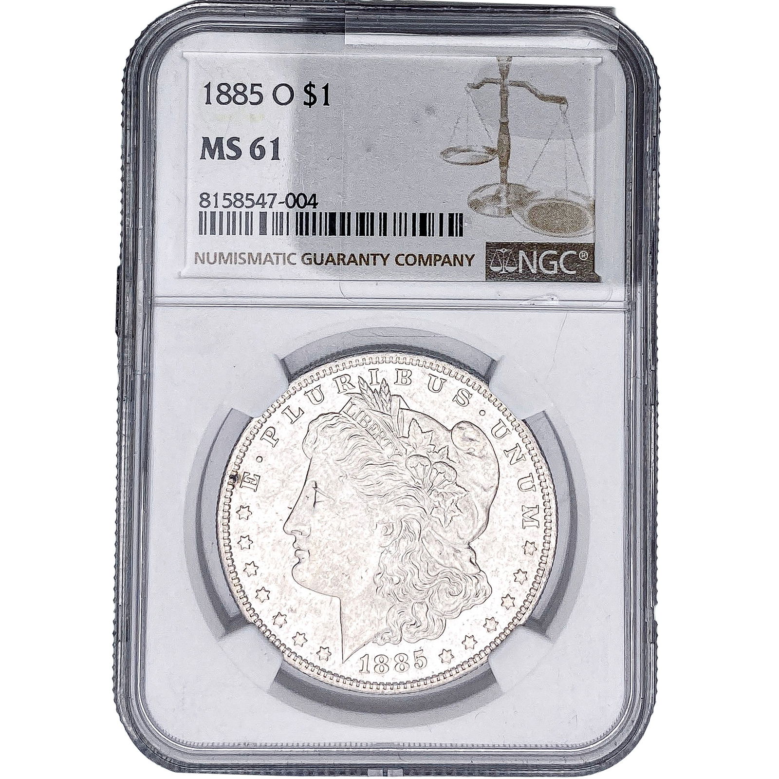 1885-O Morgan Silver Dollar NGC MS61: 1885-O Morgan Silver Dollar NGC MS61
