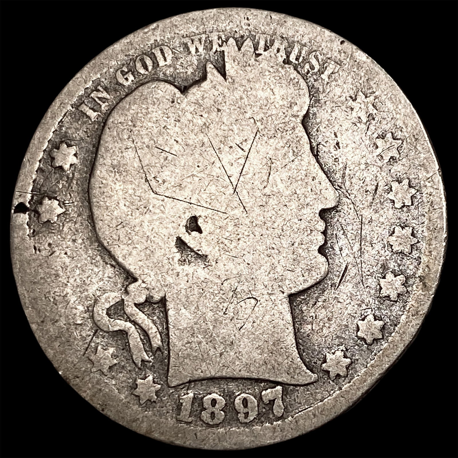 1897-S Silver Barber Quarter NICELY CIRCULATED (1 of 2)