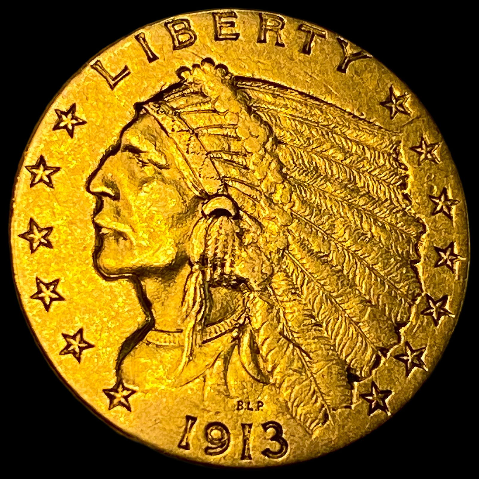 1913 Indian Head Gold $2.50 Quarter Eagle CLOSELY UNCIRCULATED (1 of 2)