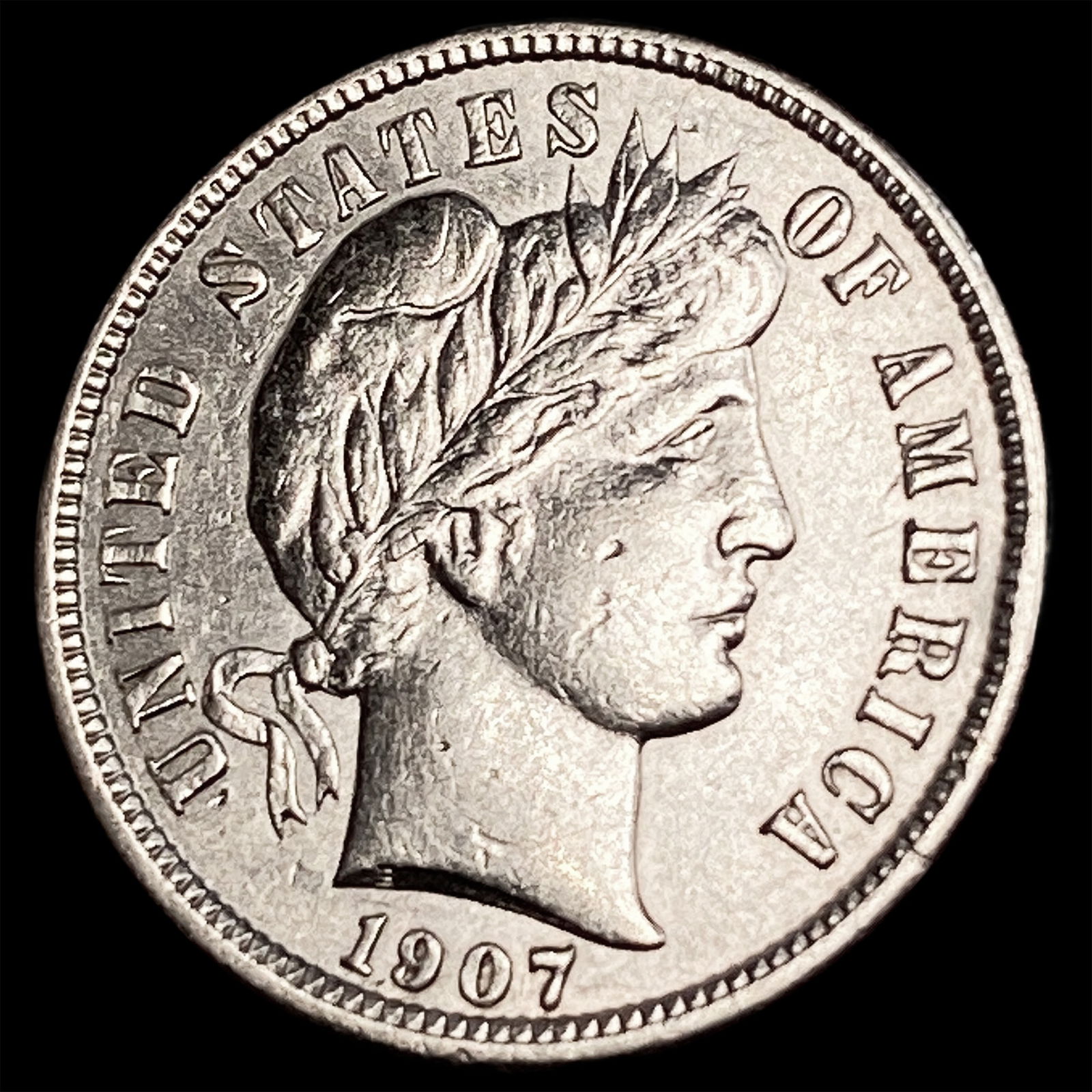 1907-S Silver Barber Dime CLOSELY UNCIRCULATED: 1907-S Silver Barber Dime CLOSELY UNCIRCULATED