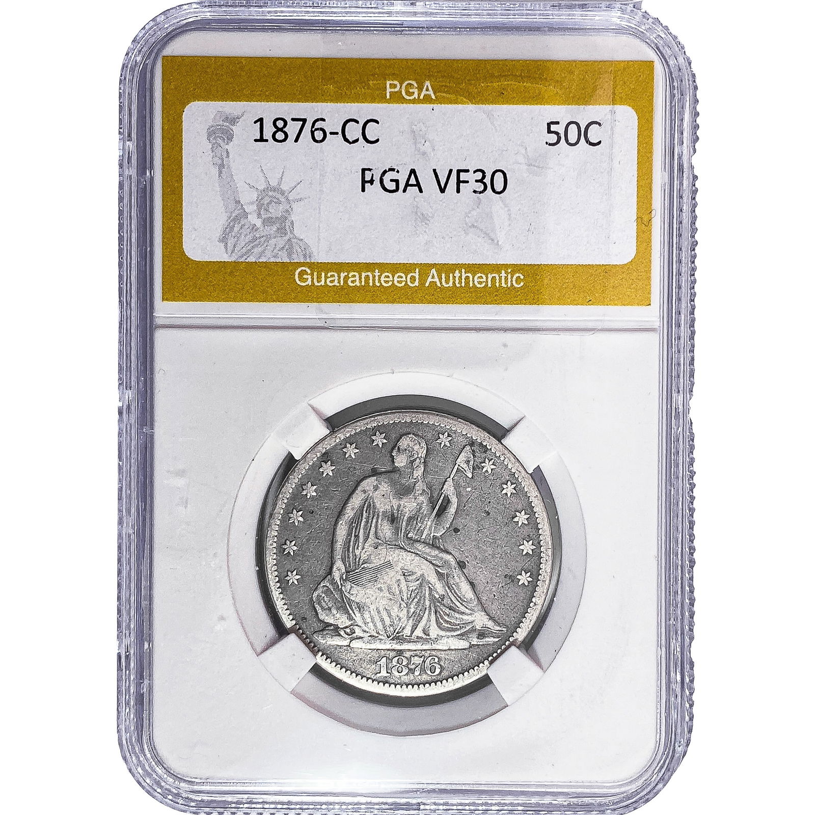 1876-CC Seated Liberty Half Dollar PGA VF30: 1876-CC Seated Liberty Half Dollar PGA VF30