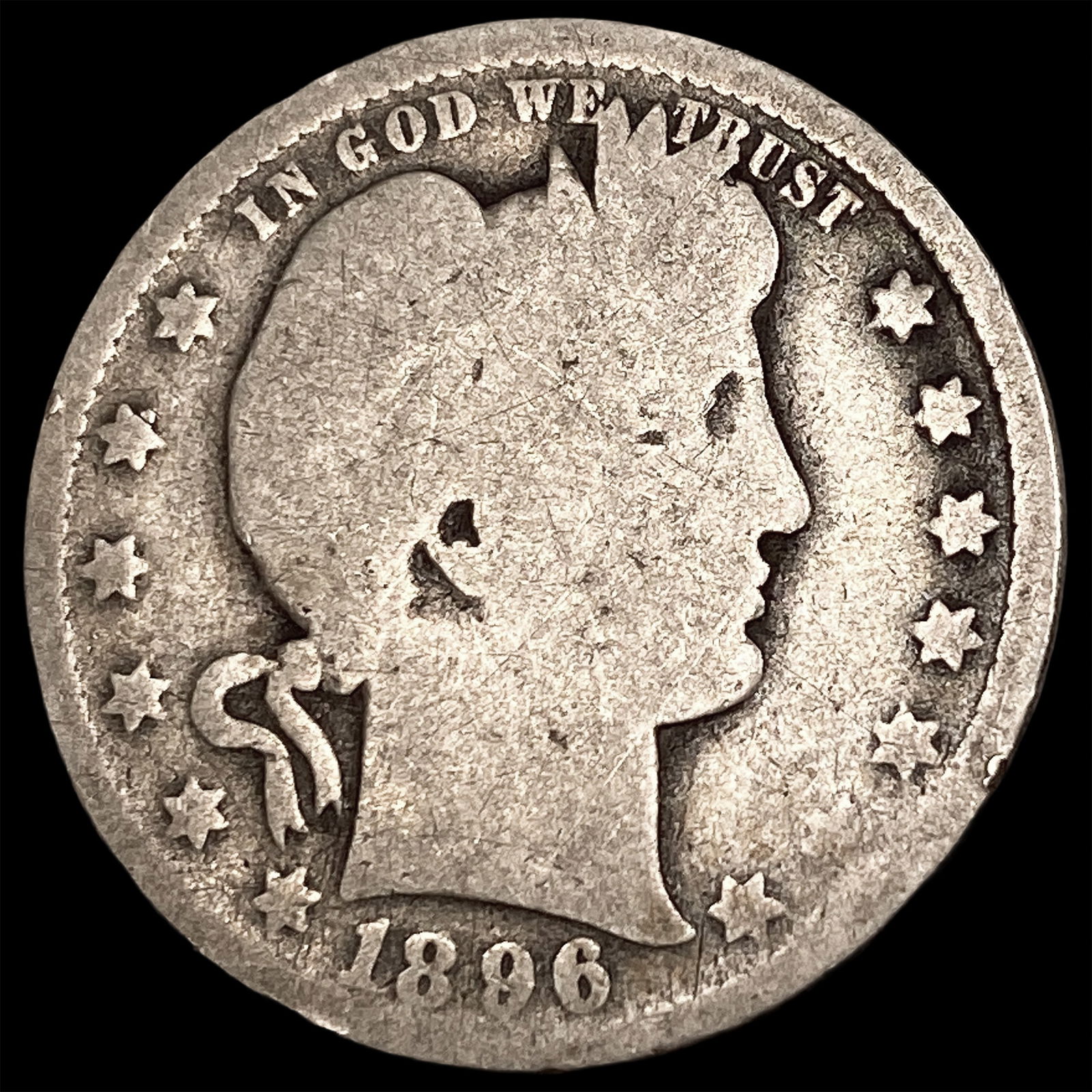 1896-O Silver Barber Quarter NICELY CIRCULATED: 1896-O Silver Barber Quarter NICELY CIRCULATED