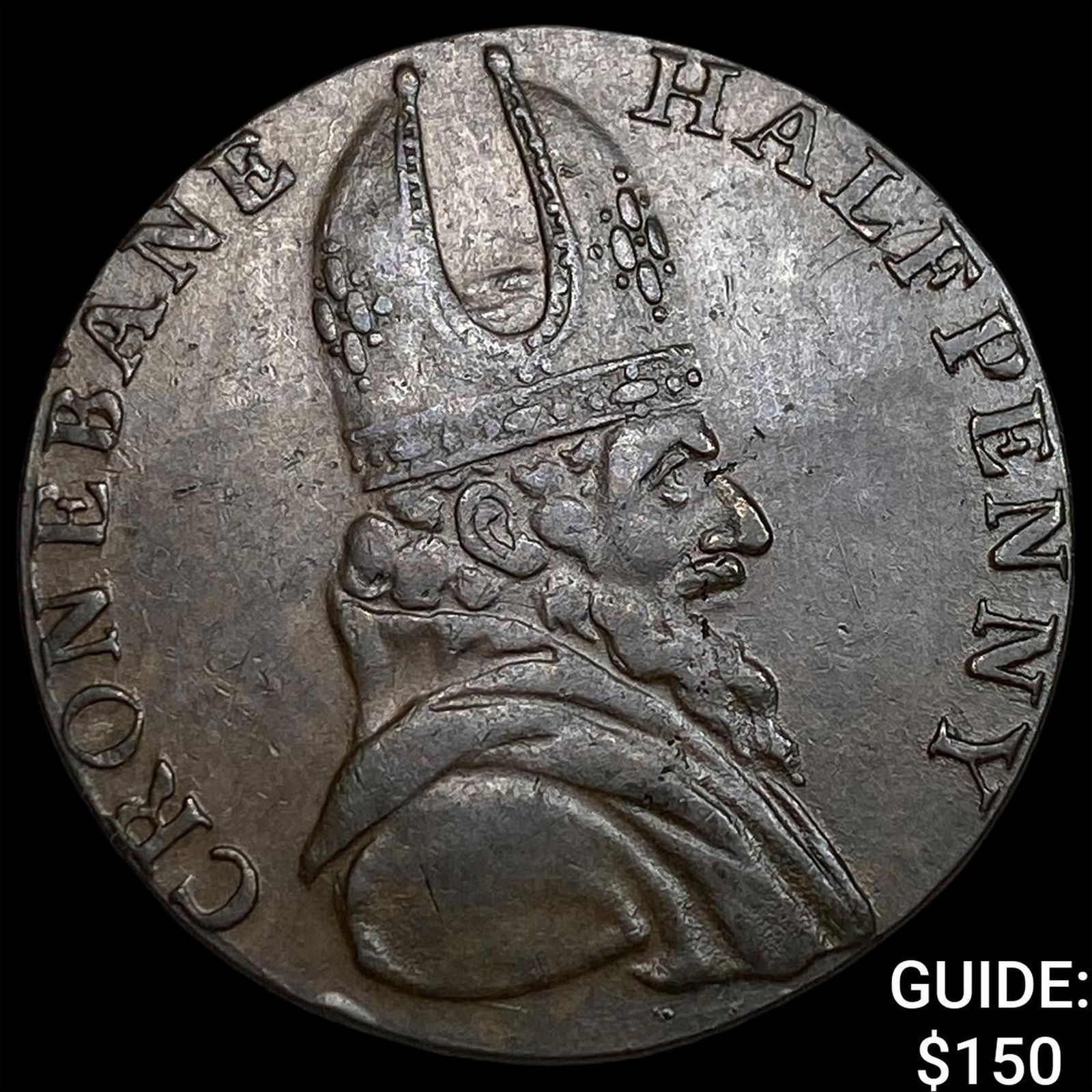 1789 Irish Halfpenny Cronebane NEARLY UNCIRCULATED: 1789 Irish Halfpenny Cronebane NEARLY UNCIRCULATED