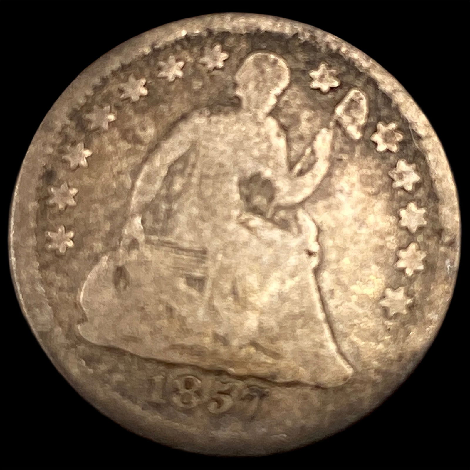 1857 Seated Liberty Half Dime NICELY CIRCULATED: 1857 Seated Liberty Half Dime NICELY CIRCULATED