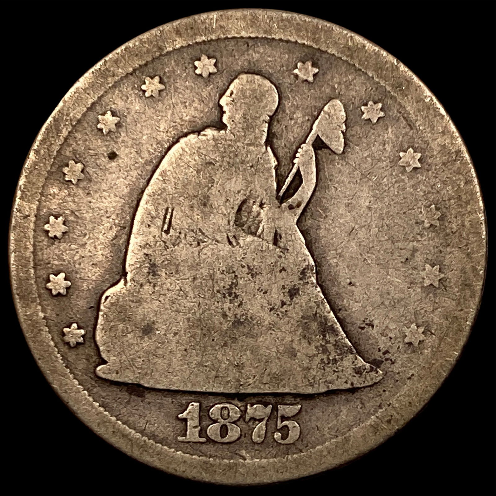 1875 Seated Liberty Quarter NICELY CIRCULATED: 1875 Seated Liberty Quarter NICELY CIRCULATED