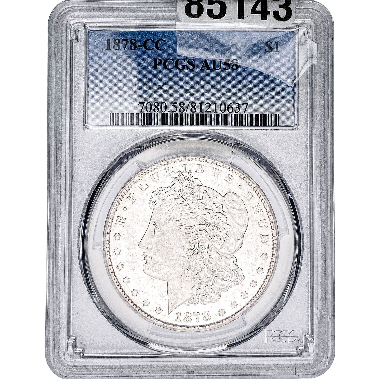 1878-CC Morgan Silver Dollar PCGS AU58: 1878-CC Morgan Silver Dollar PCGS AU58