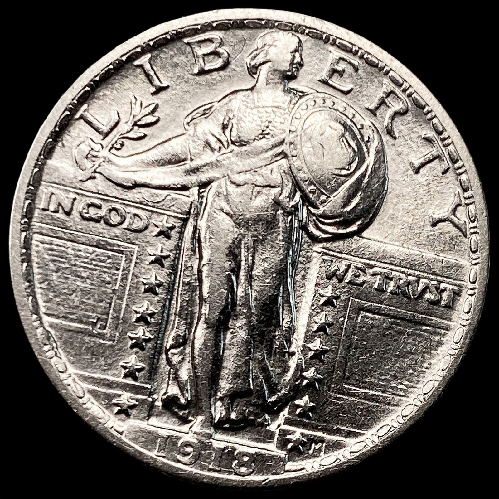 1918-S Silver Standing Liberty Quarter CHOICE AU: 1918-S Silver Standing Liberty Quarter CHOICE AU