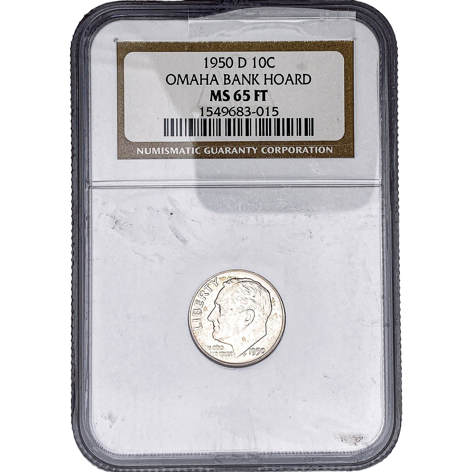 1950-D Roosevelt Dime NGC MS65 FT: 1950-D Roosevelt Dime NGC MS65 FT