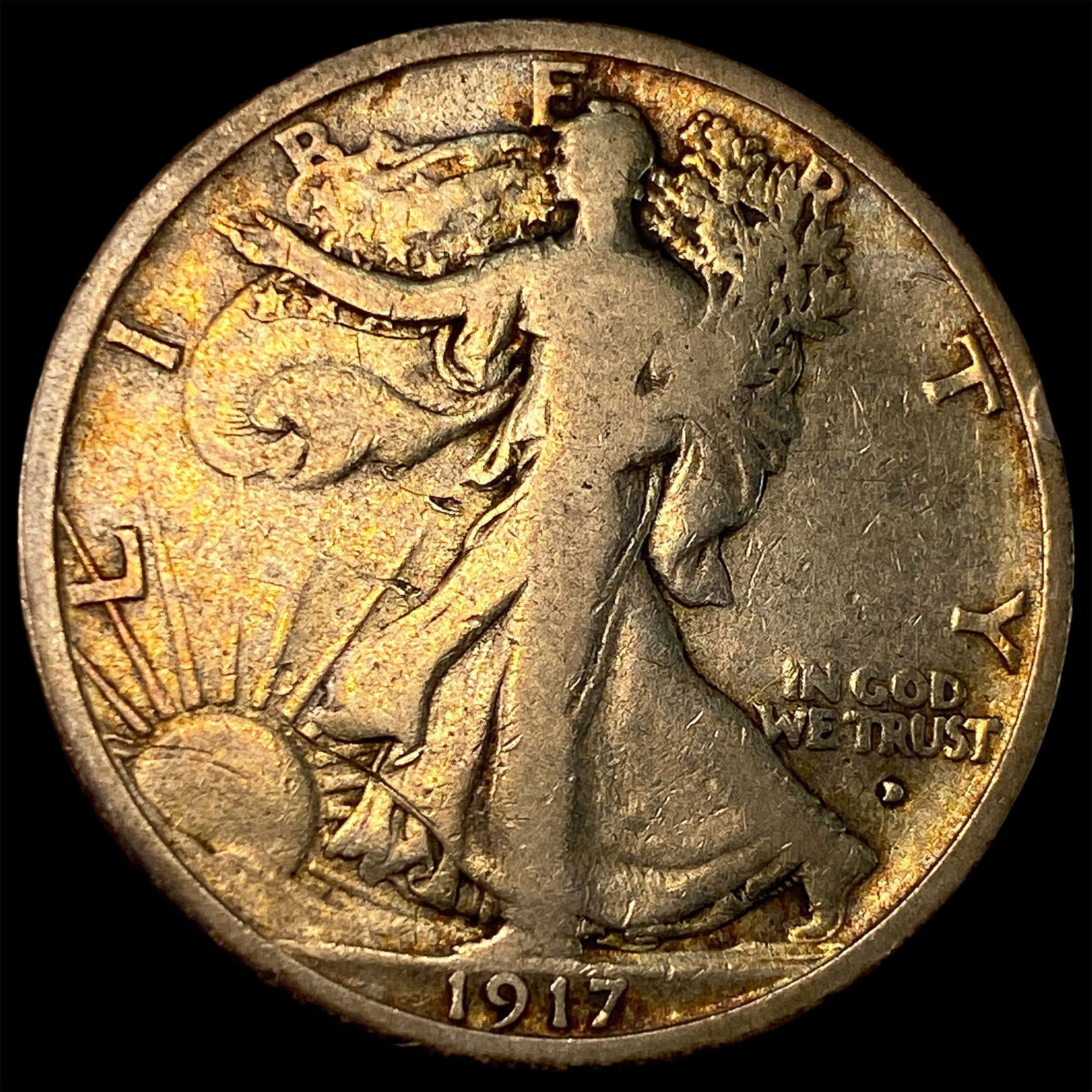 1917-D Silver Walking Liberty Half Dollar LIGHTLY CIRCULATED: 1917-D Silver Walking Liberty Half Dollar LIGHTLY CIRCULATED