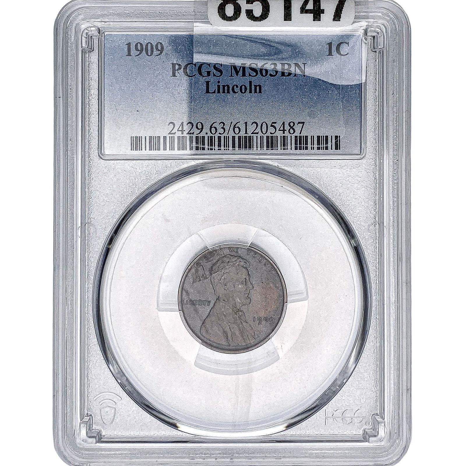 1909 Wheat Cent PCGS MS63 BN: 1909 Wheat Cent PCGS MS63 BN